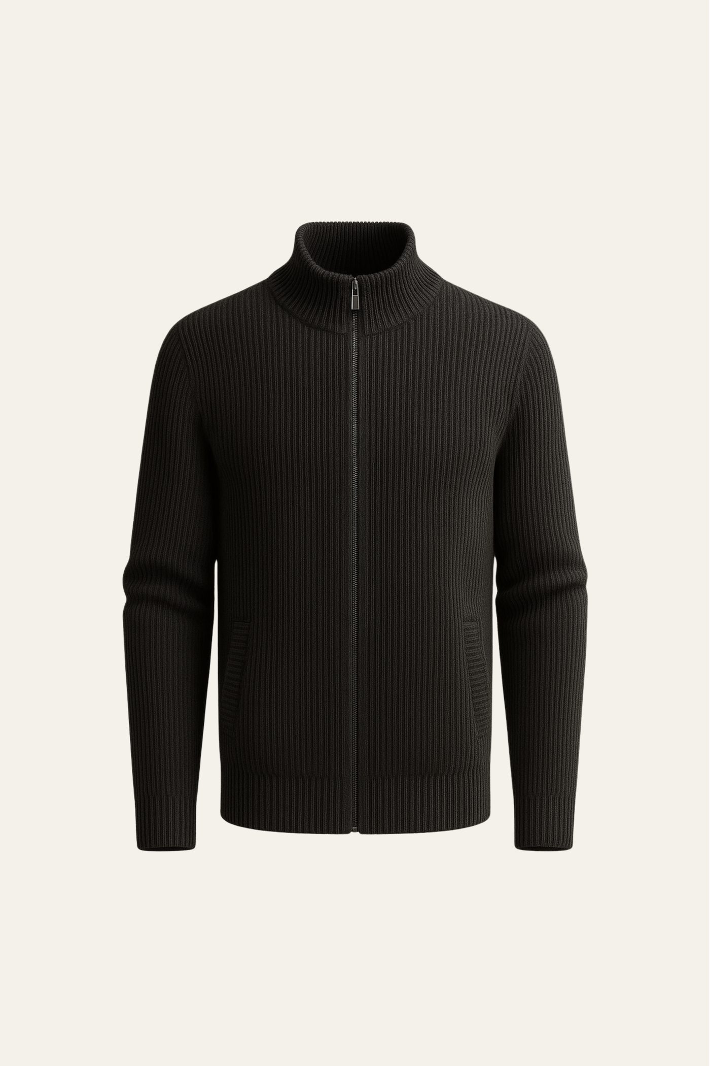Sestino Merino Zip Knit Black