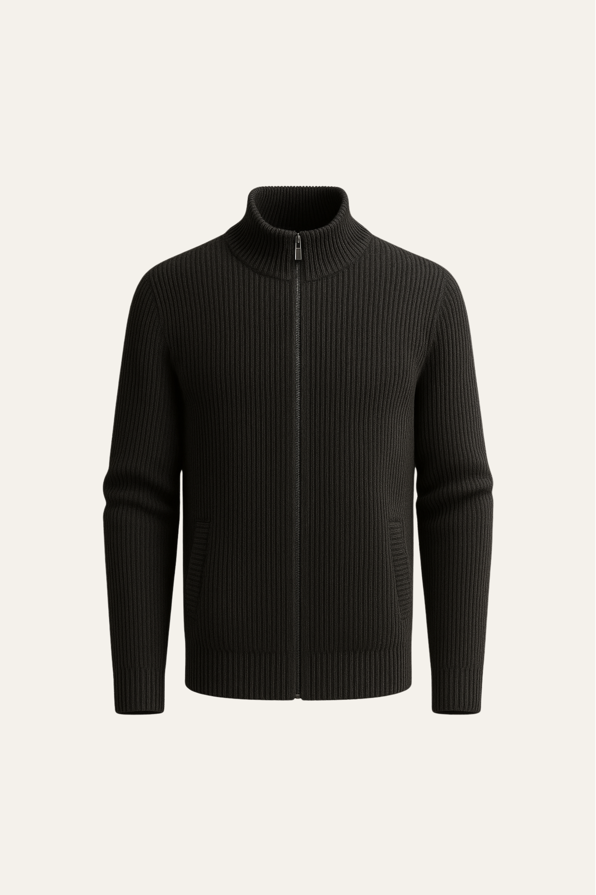 Sestino Merino Zip Knit Black