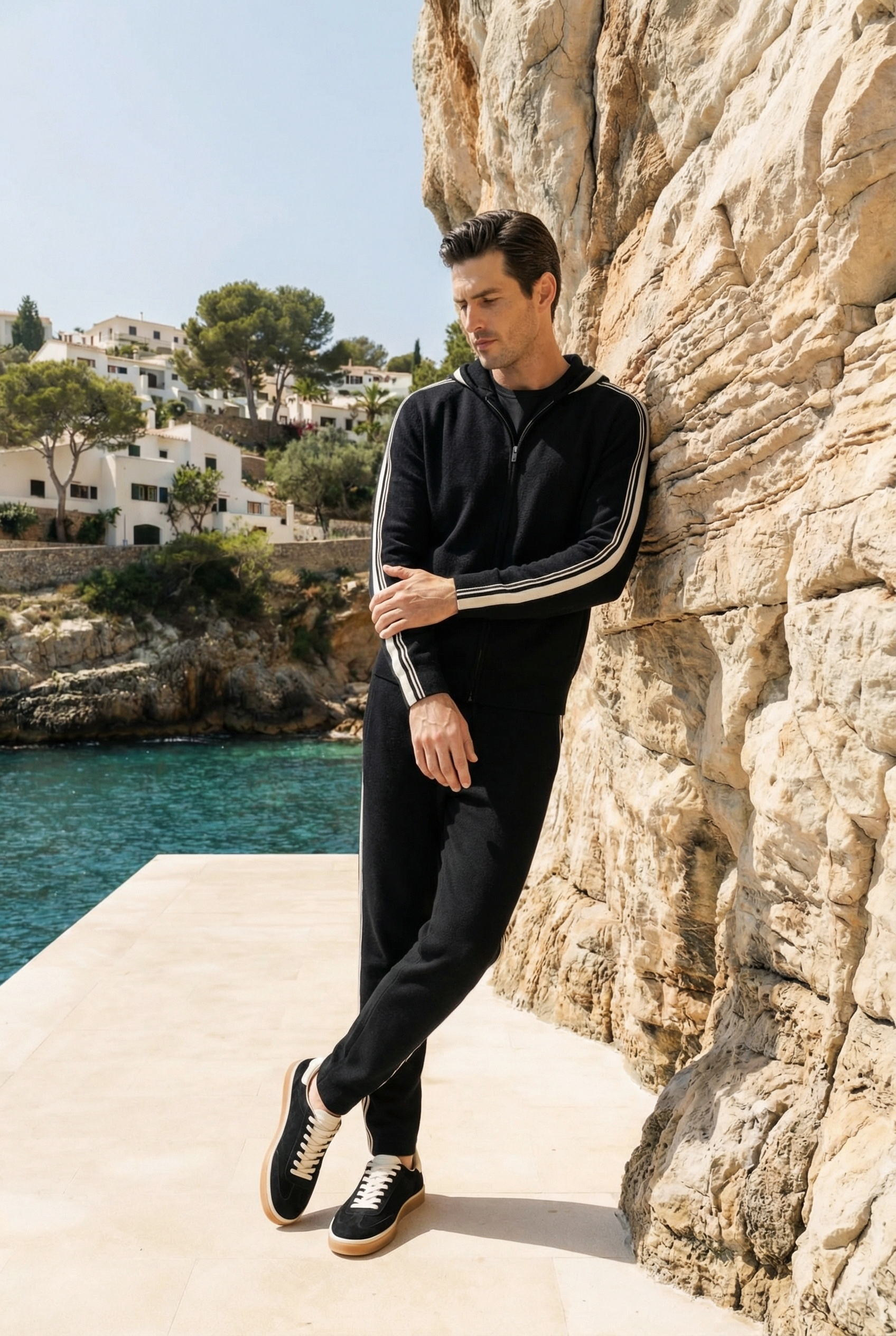 Giancarlo Hooded Zip Set Black