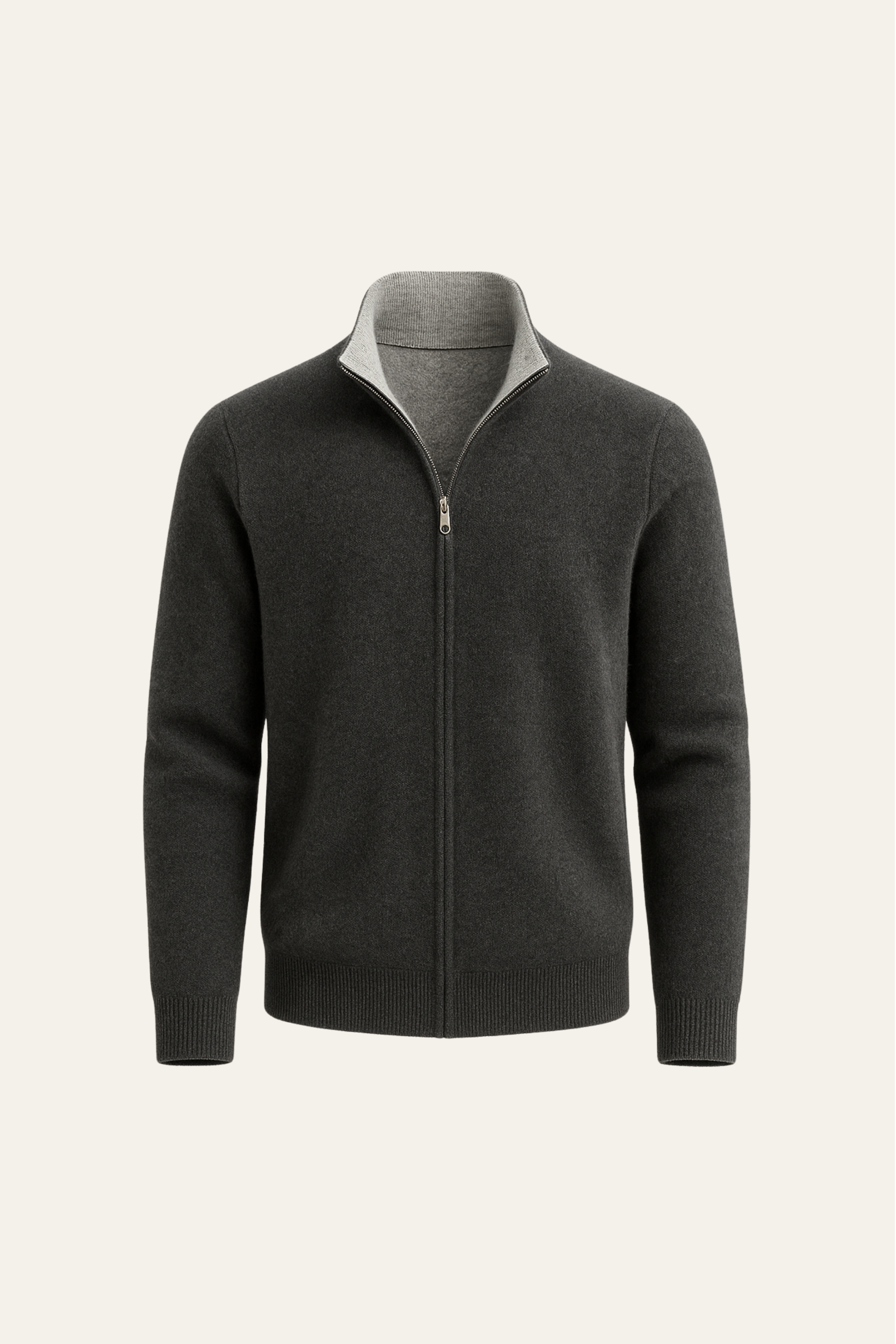 Marciello Reversible Cashmere Zip Knit Grey & Dark Grey
