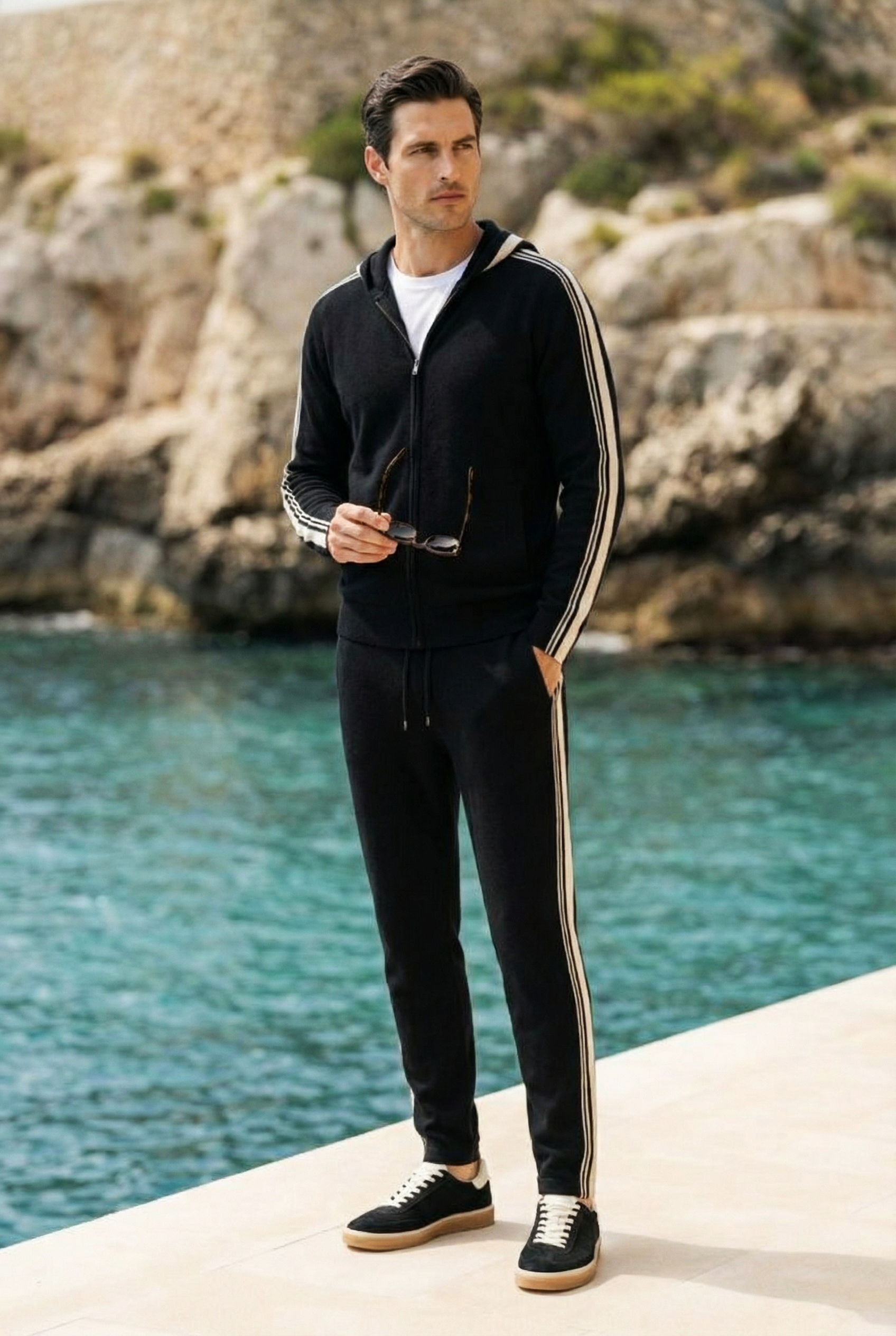 Giancarlo Hooded Zip Set Black