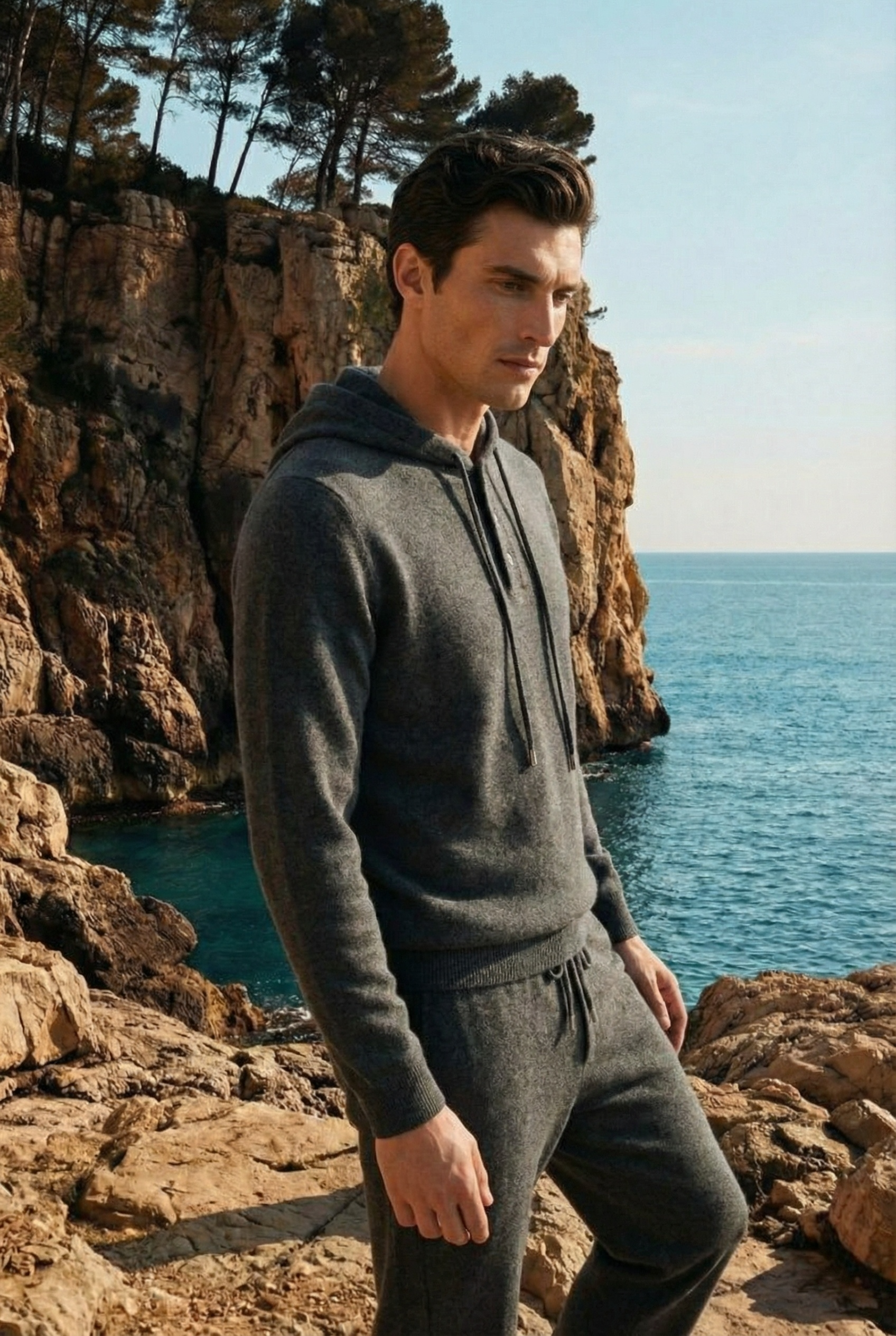 Sorelli Knit Hooded Set Dark Grey