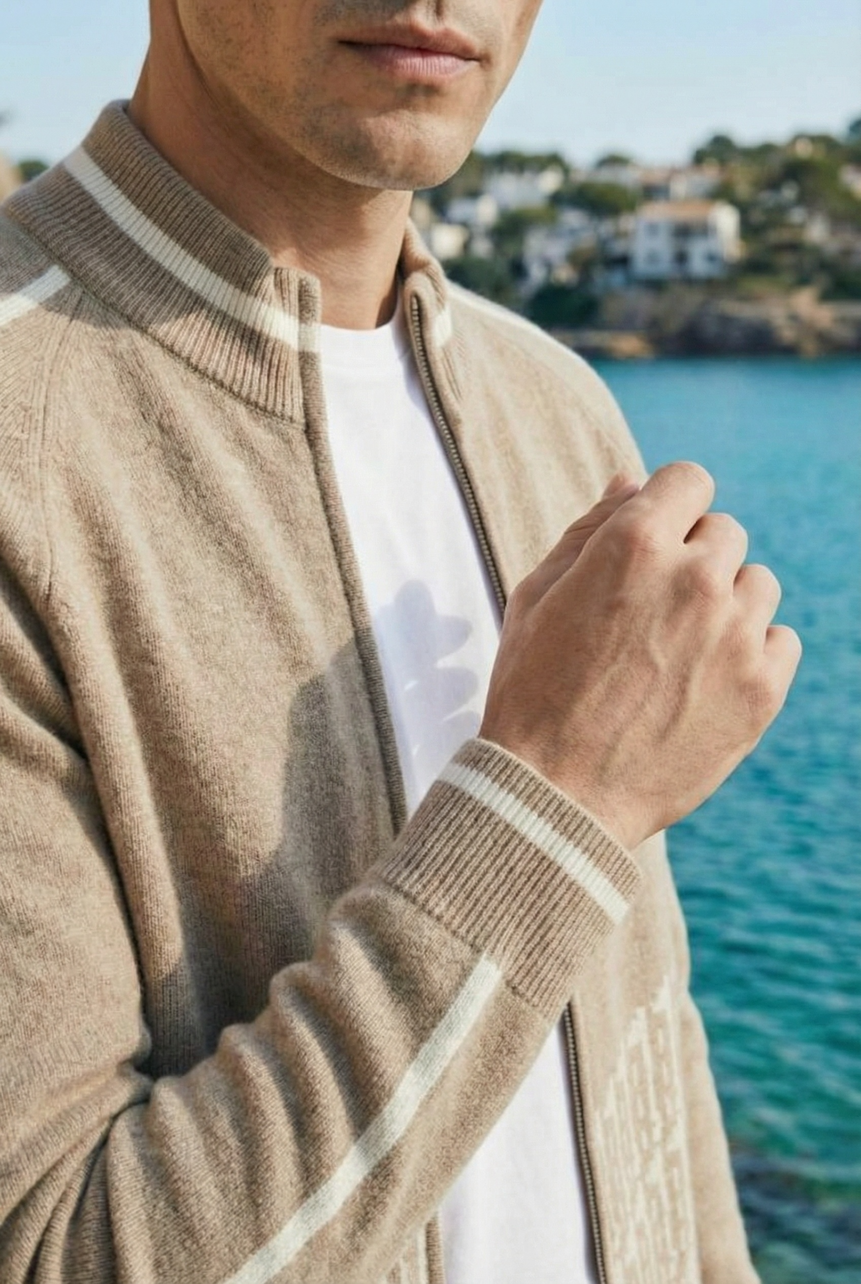 Enzo Cashmere Full-Zip Set Camel