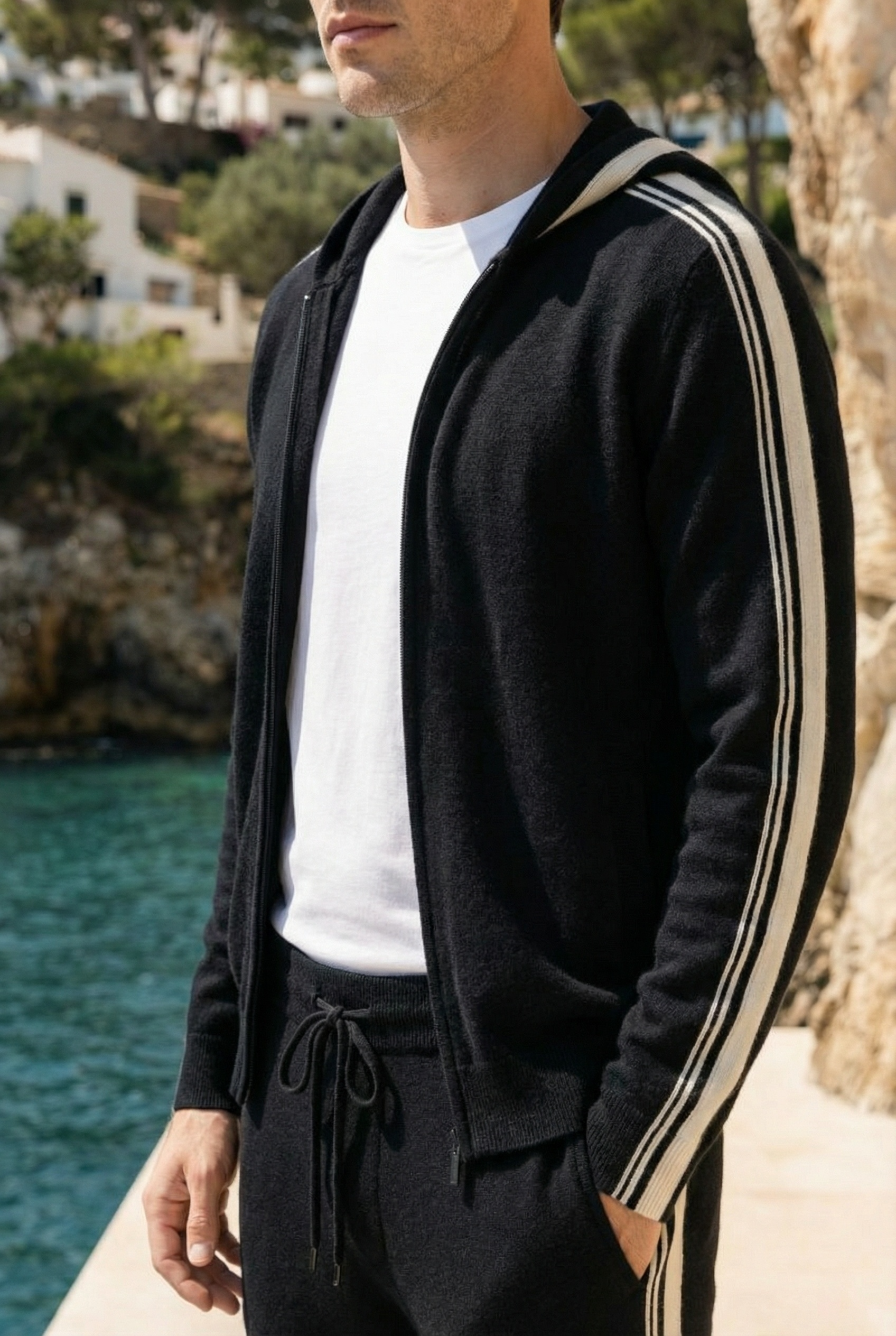 Giancarlo Hooded Zip Set Black