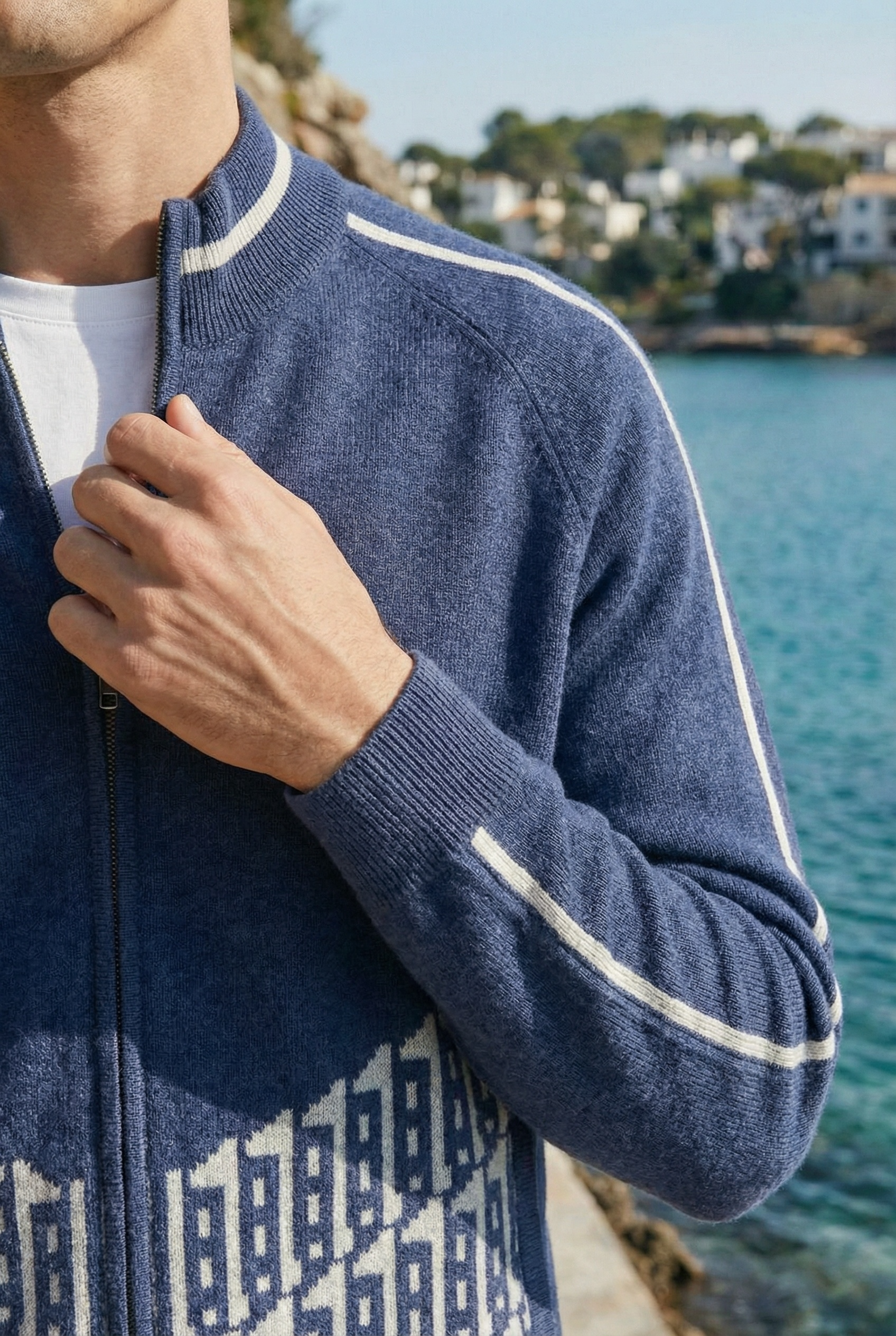 Enzo Cashmere Full-Zip Set Navy