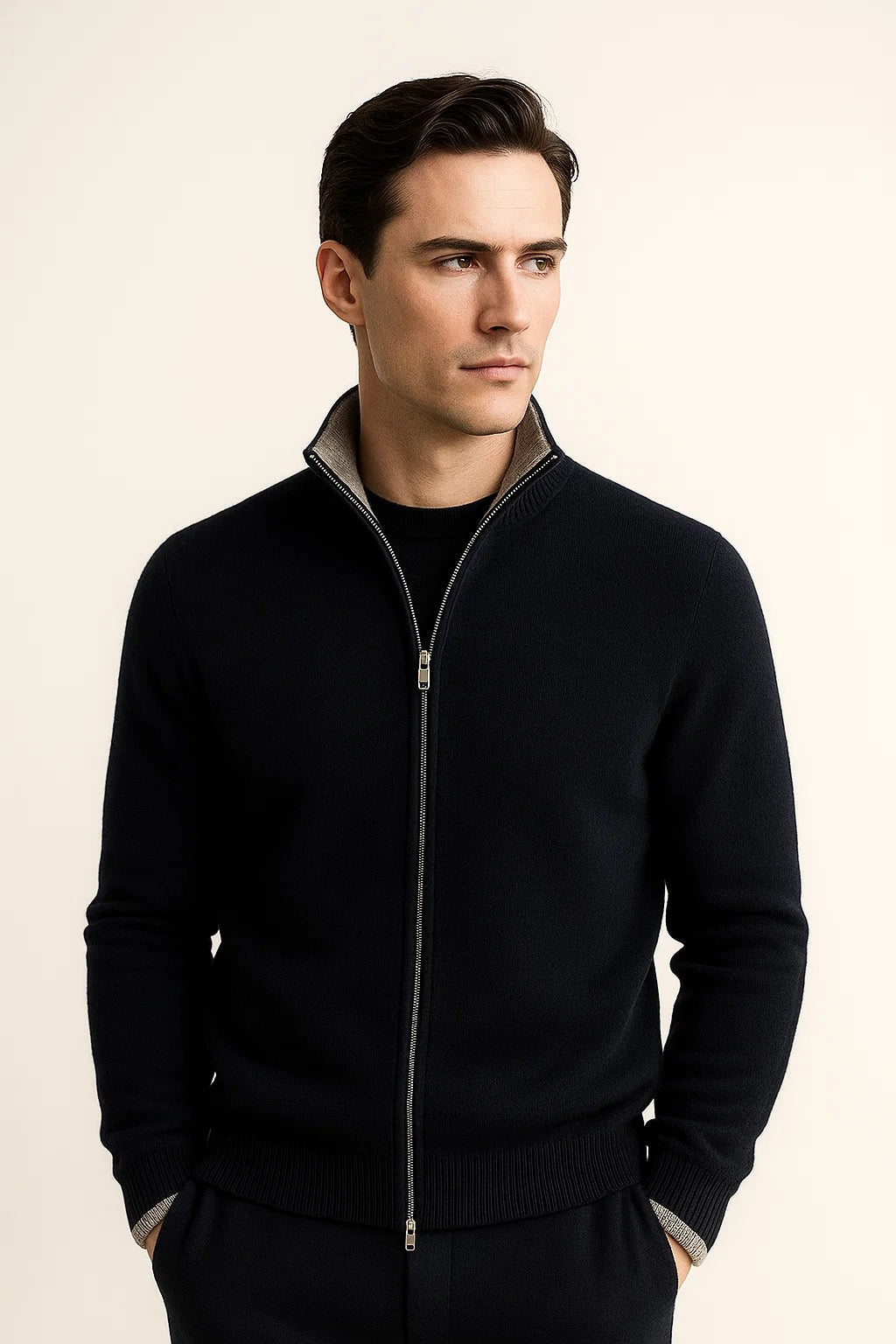 Terenzo Zip Cardigan Navy