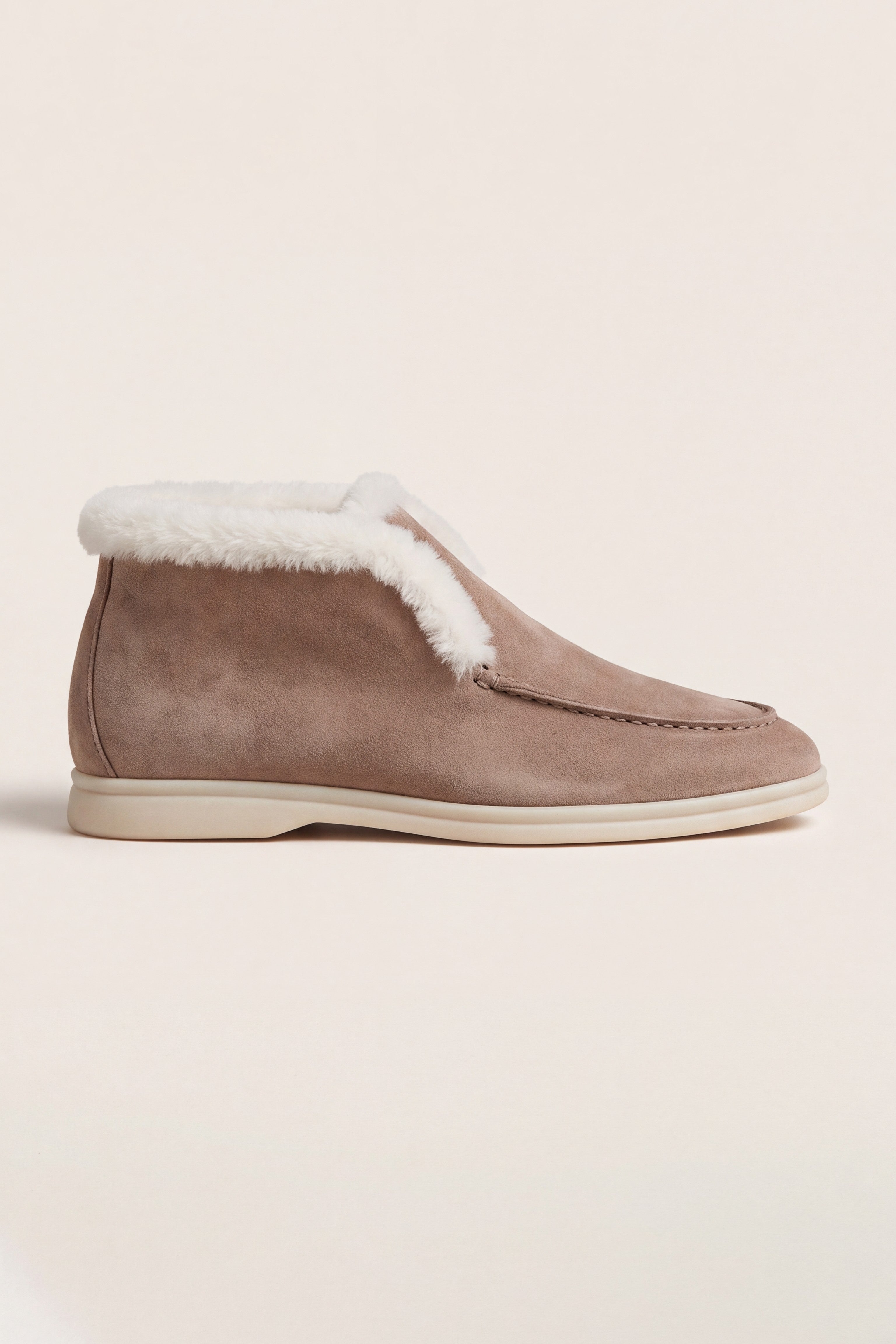 Arzano Fur-Lined High Top Loafer Dark Taupe