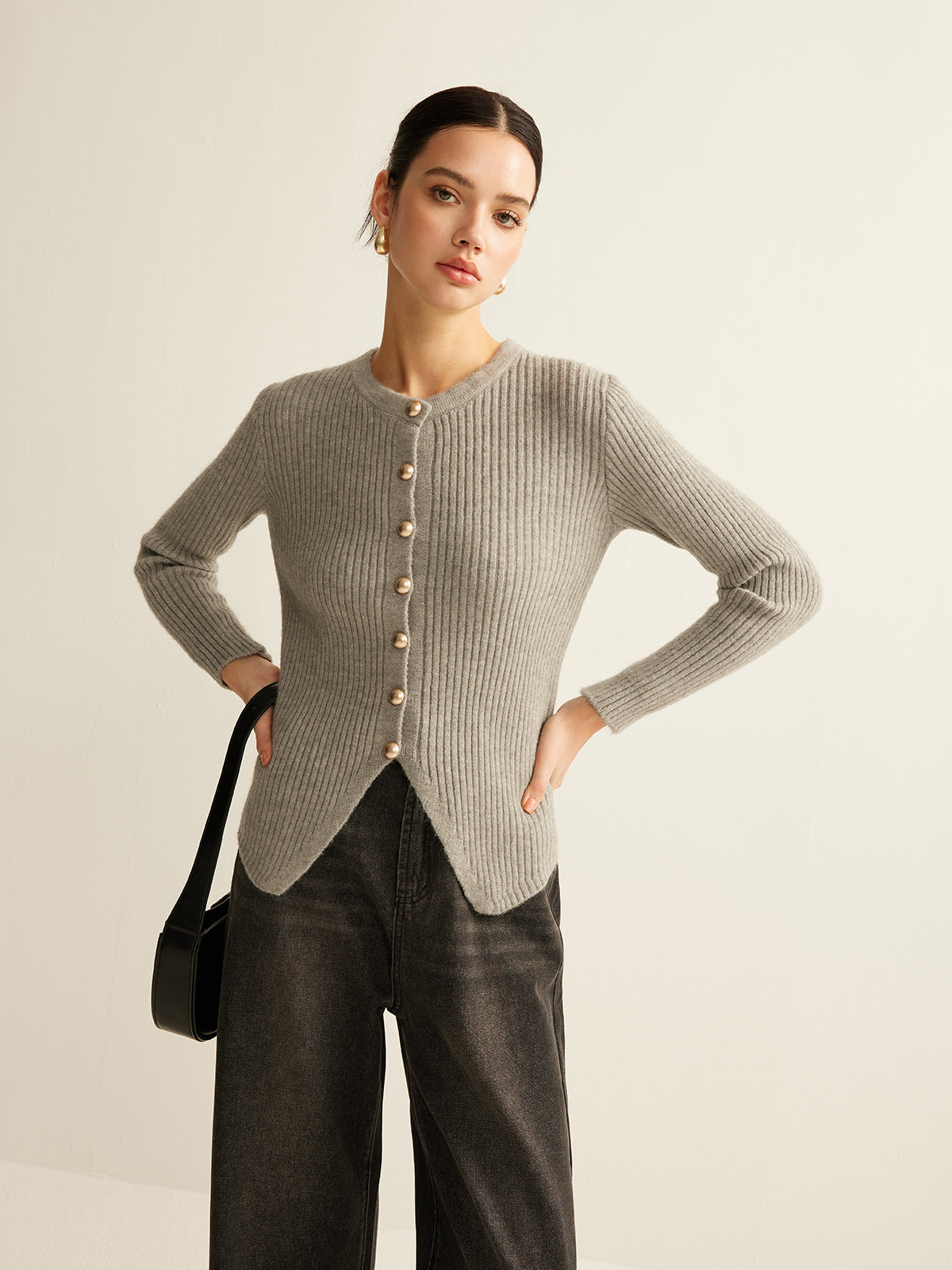 Ribbed Button Cardigan