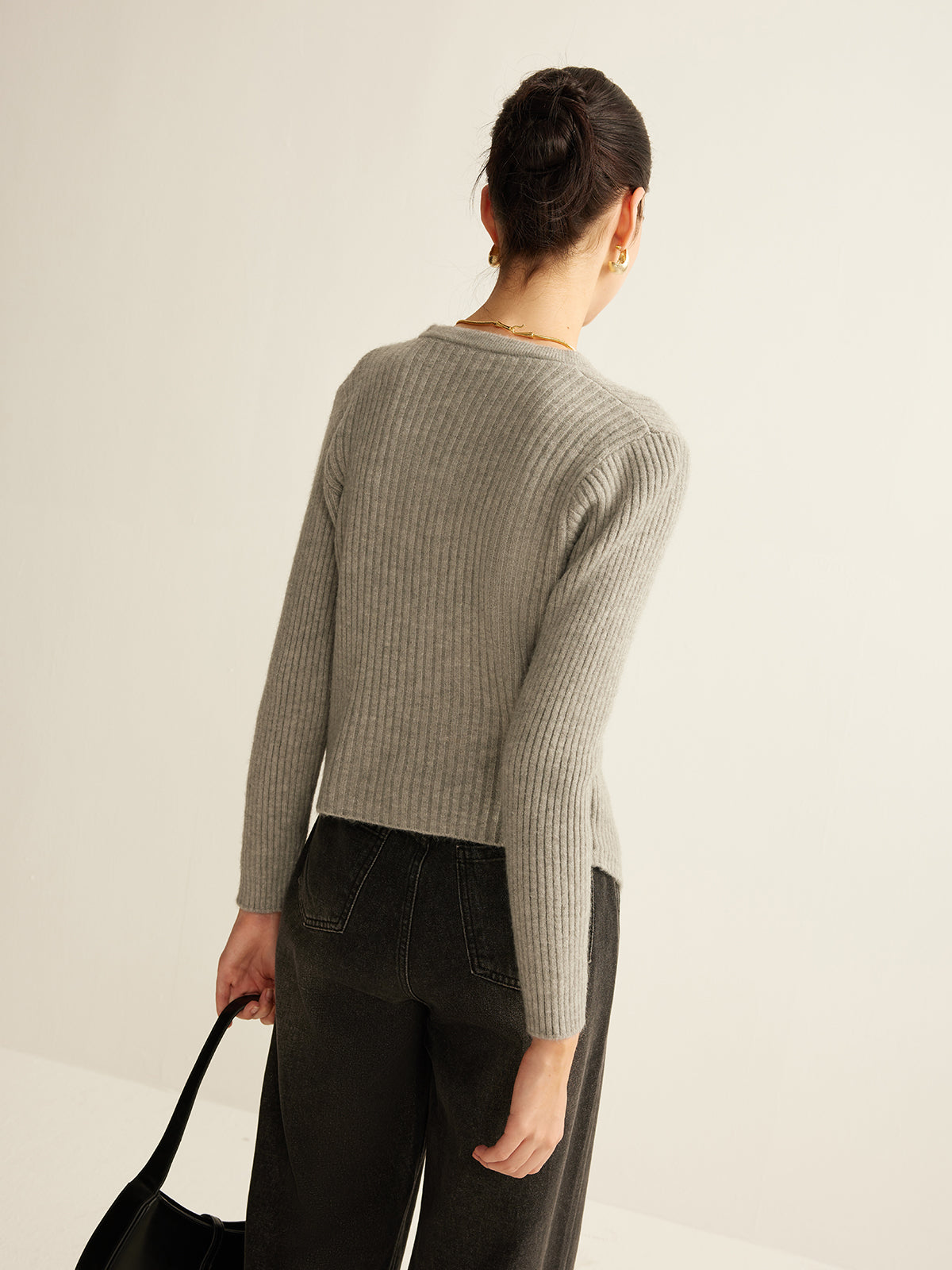 Ribbed Button Cardigan