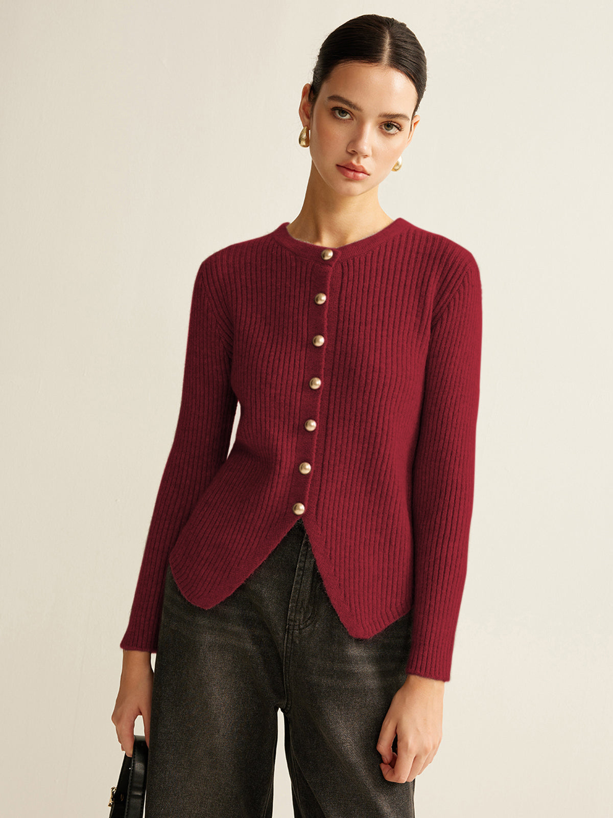 Ribbed Button Cardigan