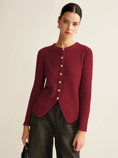 Ribbed Button Cardigan