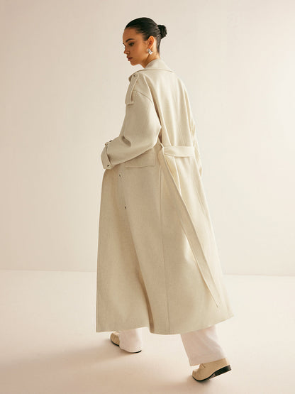 Linen-Blend Trench Coat with Belted Waist