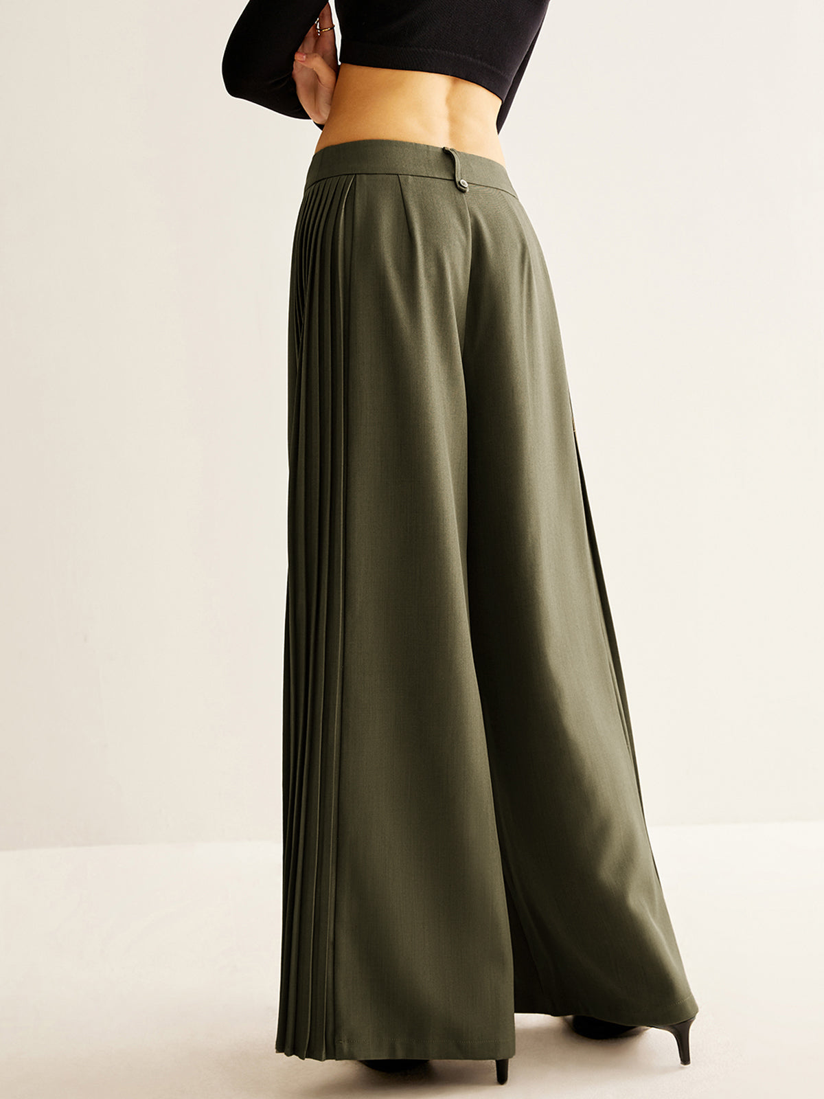 Pleated Wide-Leg Trousers