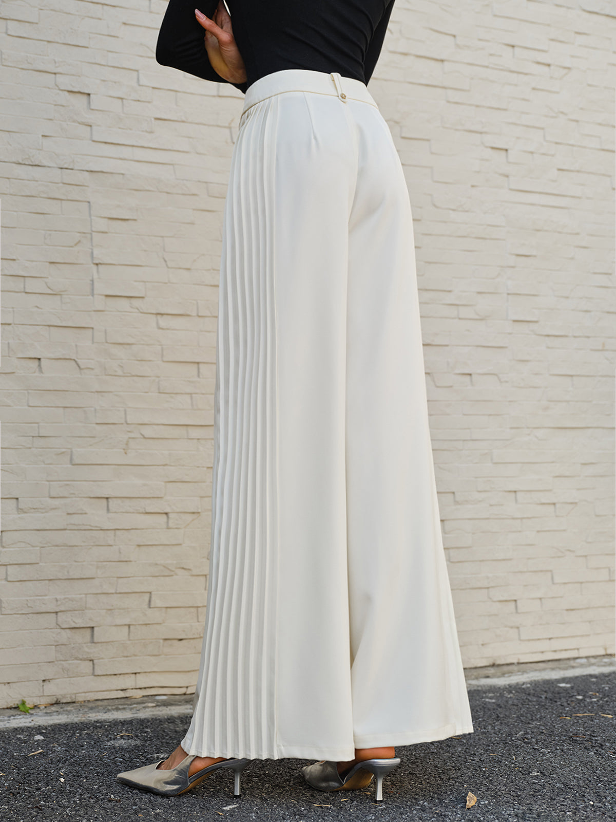 Pleated Wide-Leg Trousers
