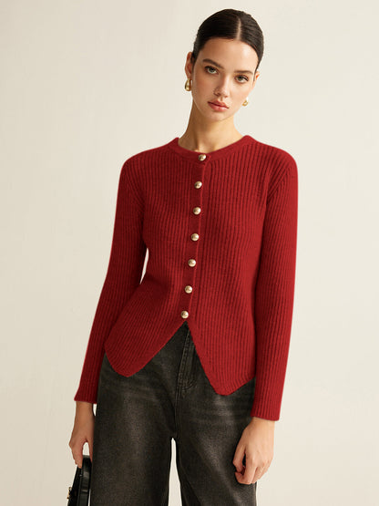 Ribbed Button Cardigan