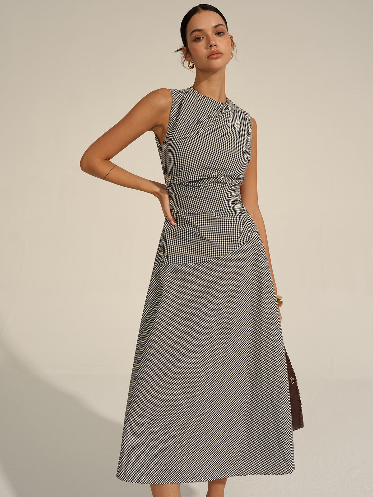 Vichy Check Midi Dress