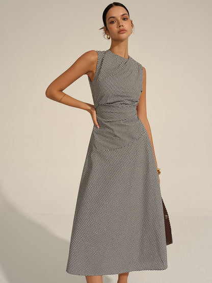 Vichy Check Midi Dress