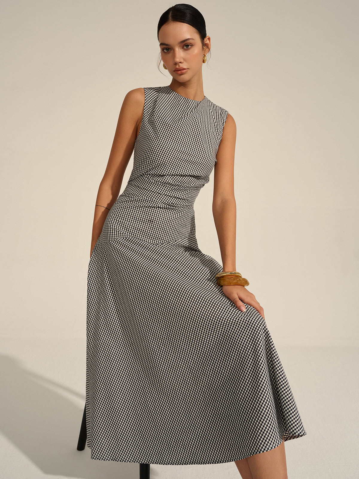 Vichy Check Midi Dress