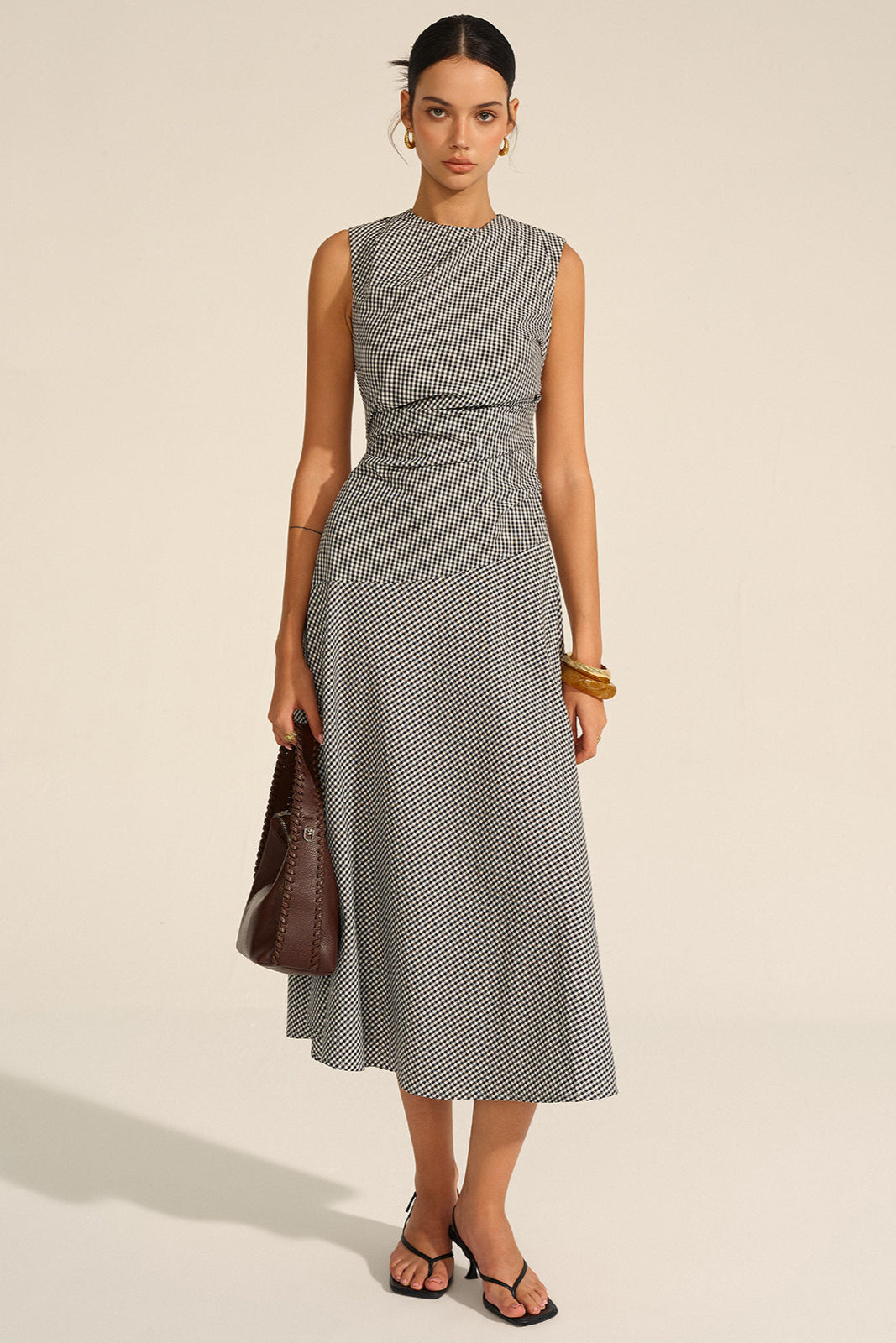 Vichy Check Midi Dress