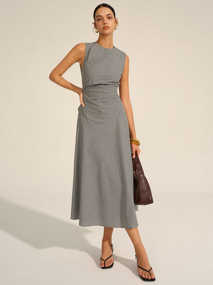 Vichy Check Midi Dress