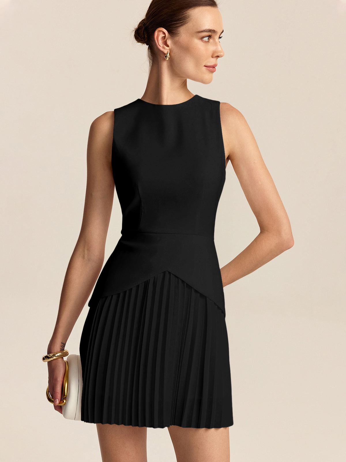 Refined Pleated Mini Dress