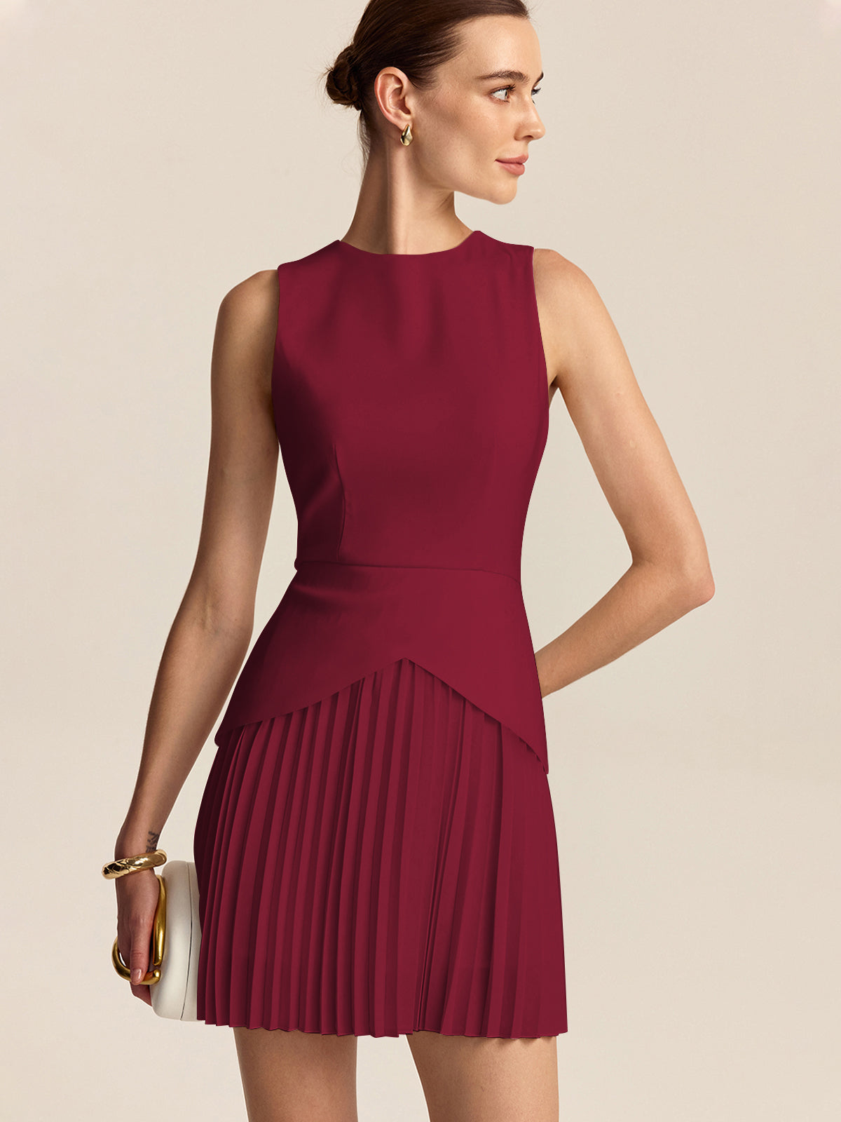 Refined Pleated Mini Dress