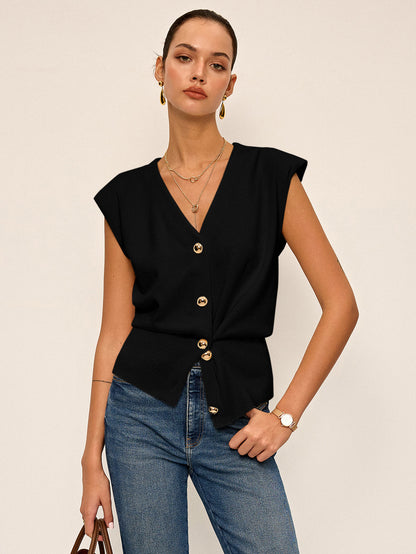 Gilet asymétrique en tricot à double sens