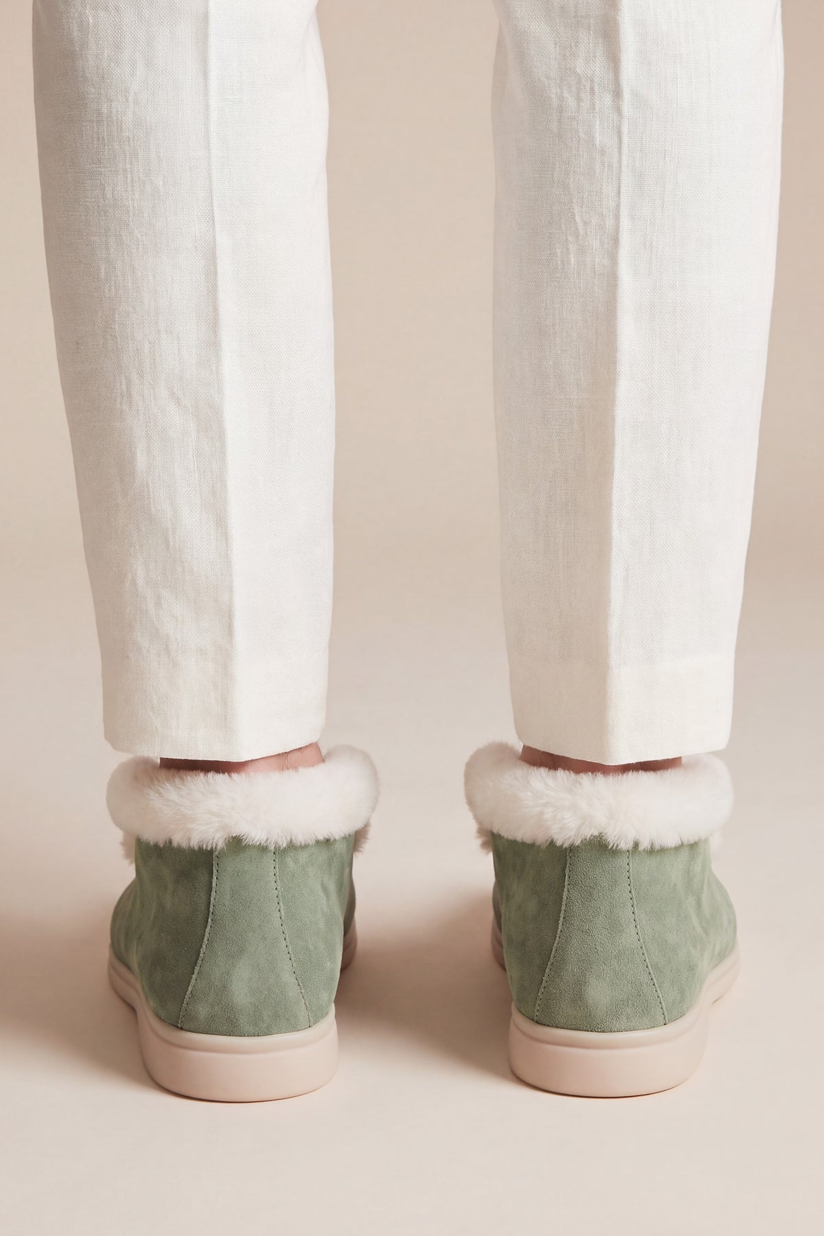 Arzano Fur-Lined High Top Loafer Sage Green