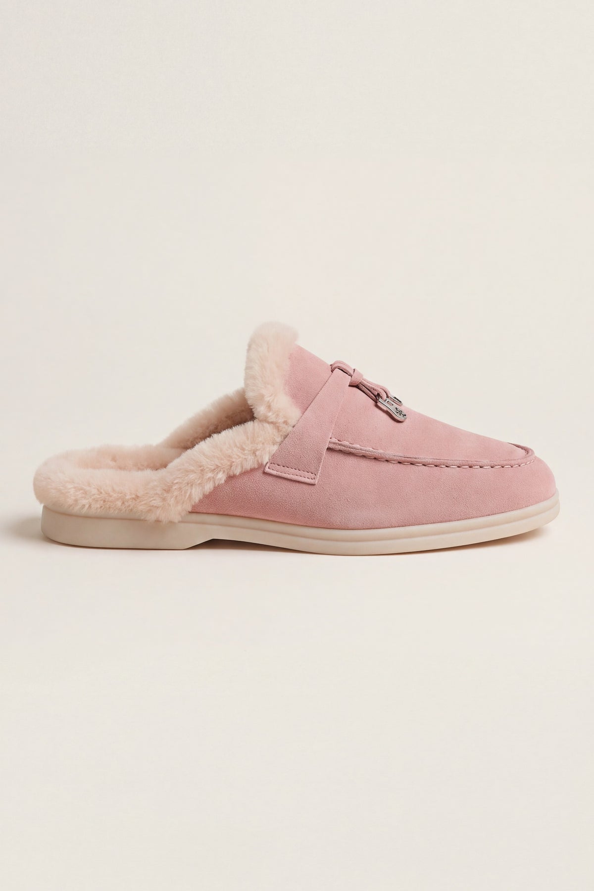 Maretti Fur-Lined Buckle Mule Pink