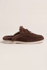 Maretti Fur-Lined Buckle Mule Dark Brown