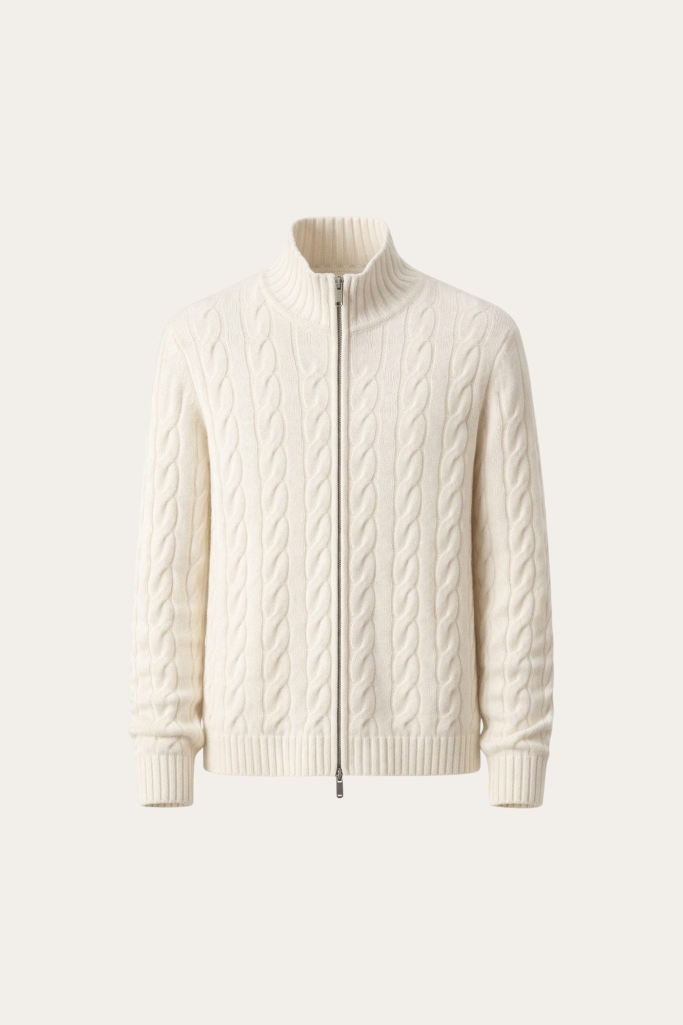 Massimo Zip Cardigan Cream