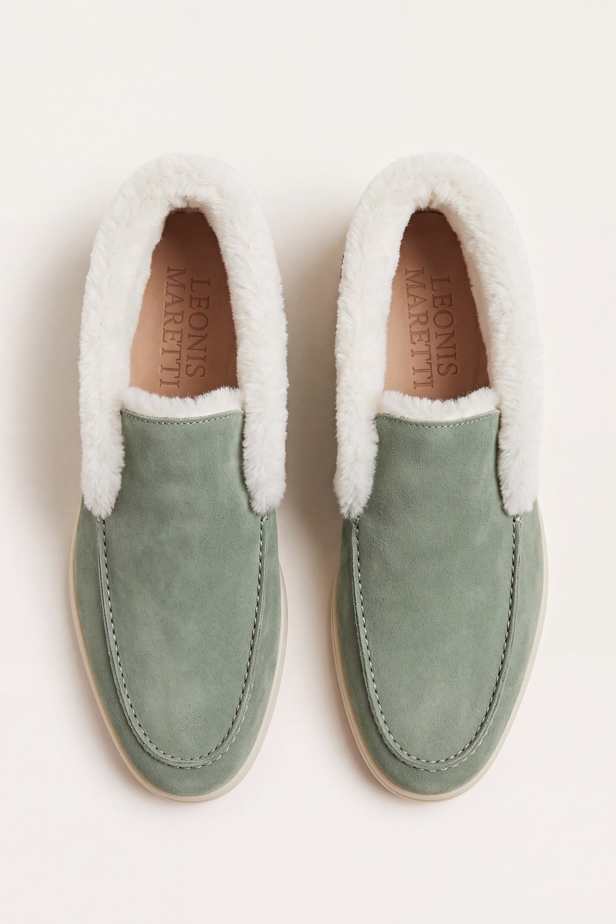 Arzano Fur-Lined High Top Loafer Sage Green