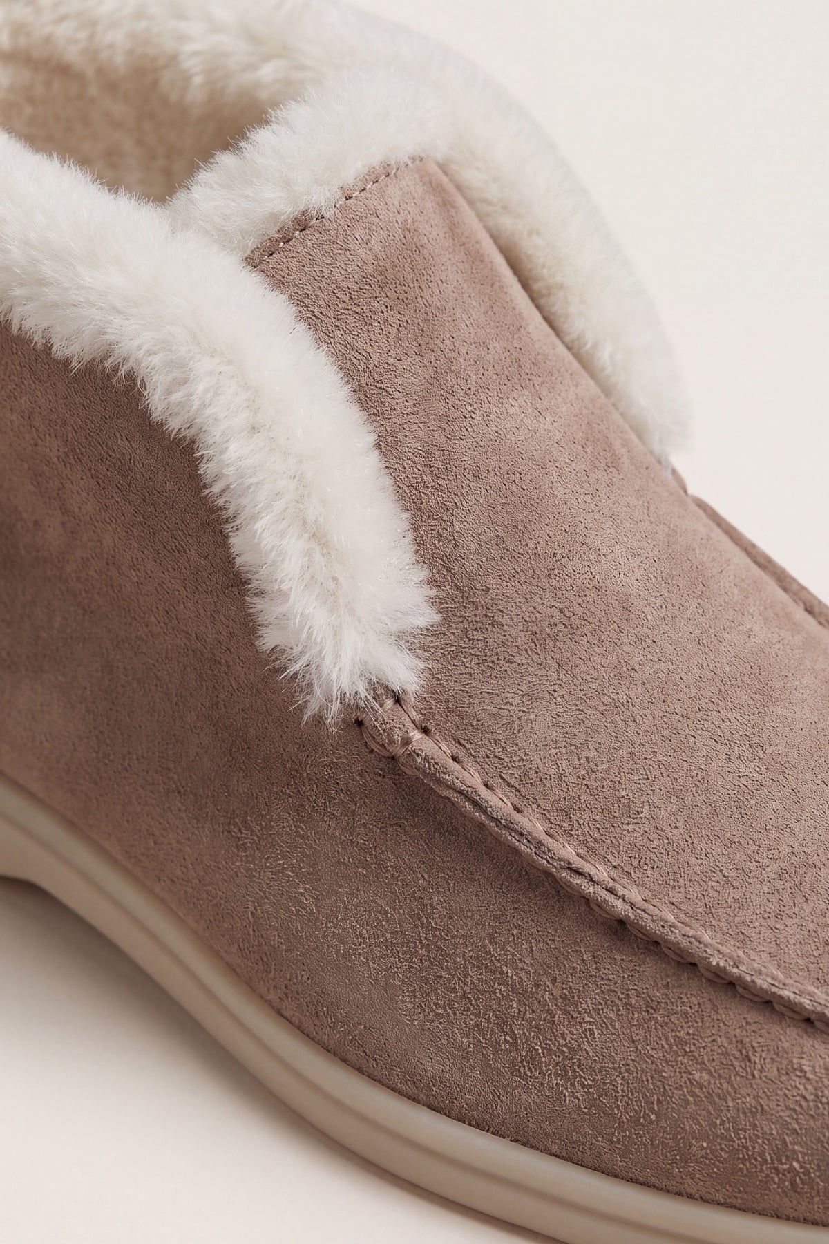 Arzano Fur-Lined High Top Loafer Dark Taupe