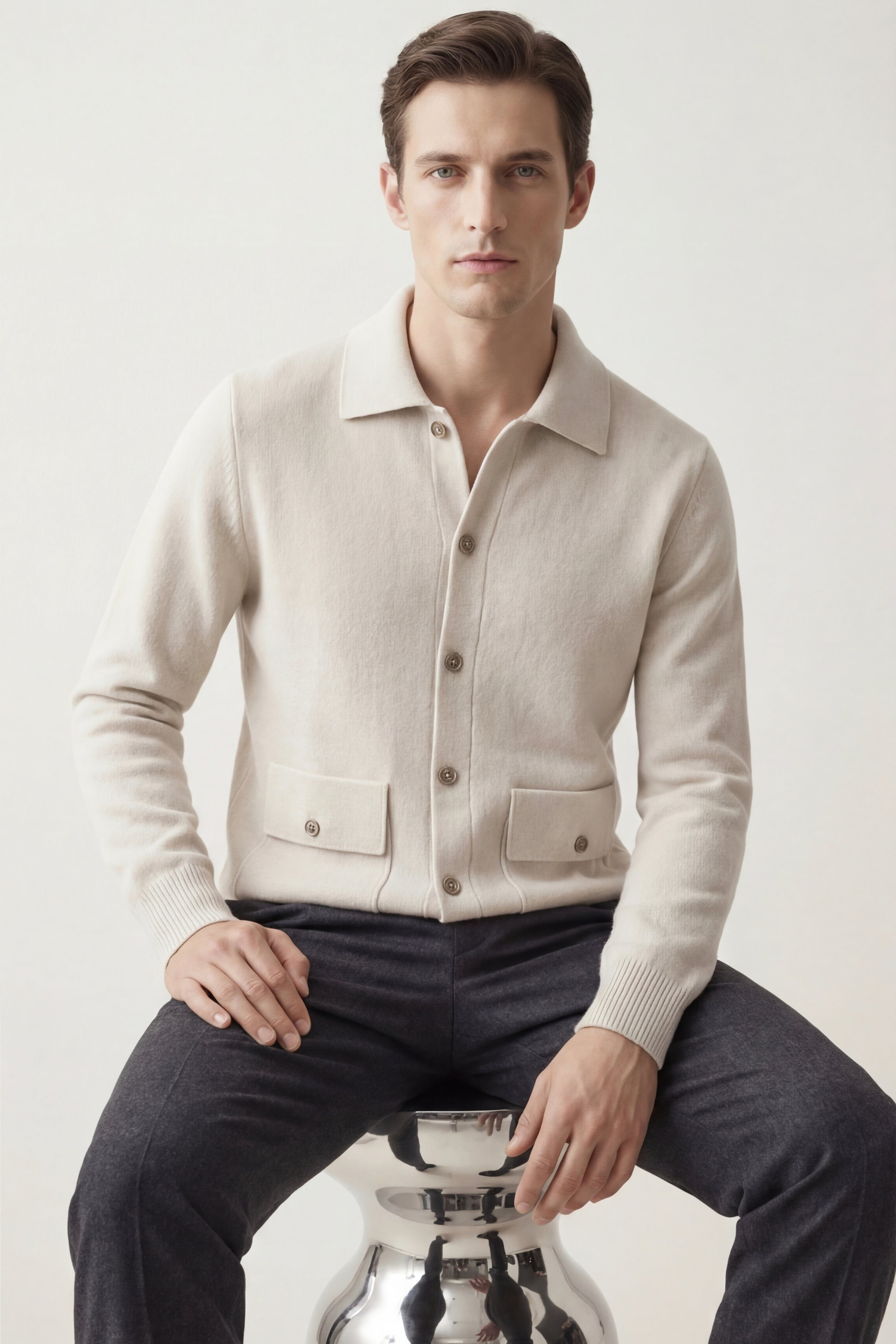 Lorenzo Cashmere Cardigan Ivory