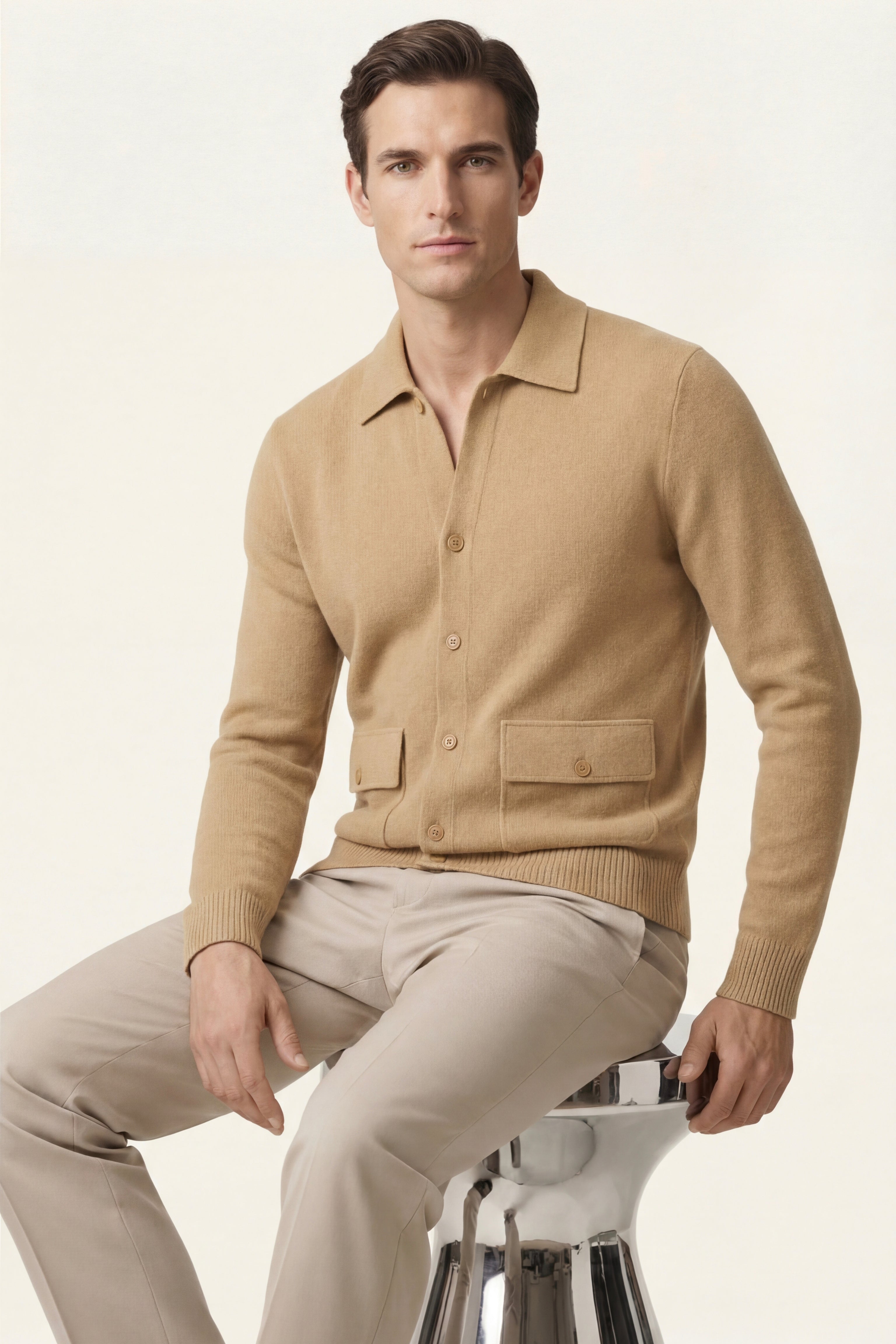 Lorenzo Cashmere Cardigan Camel