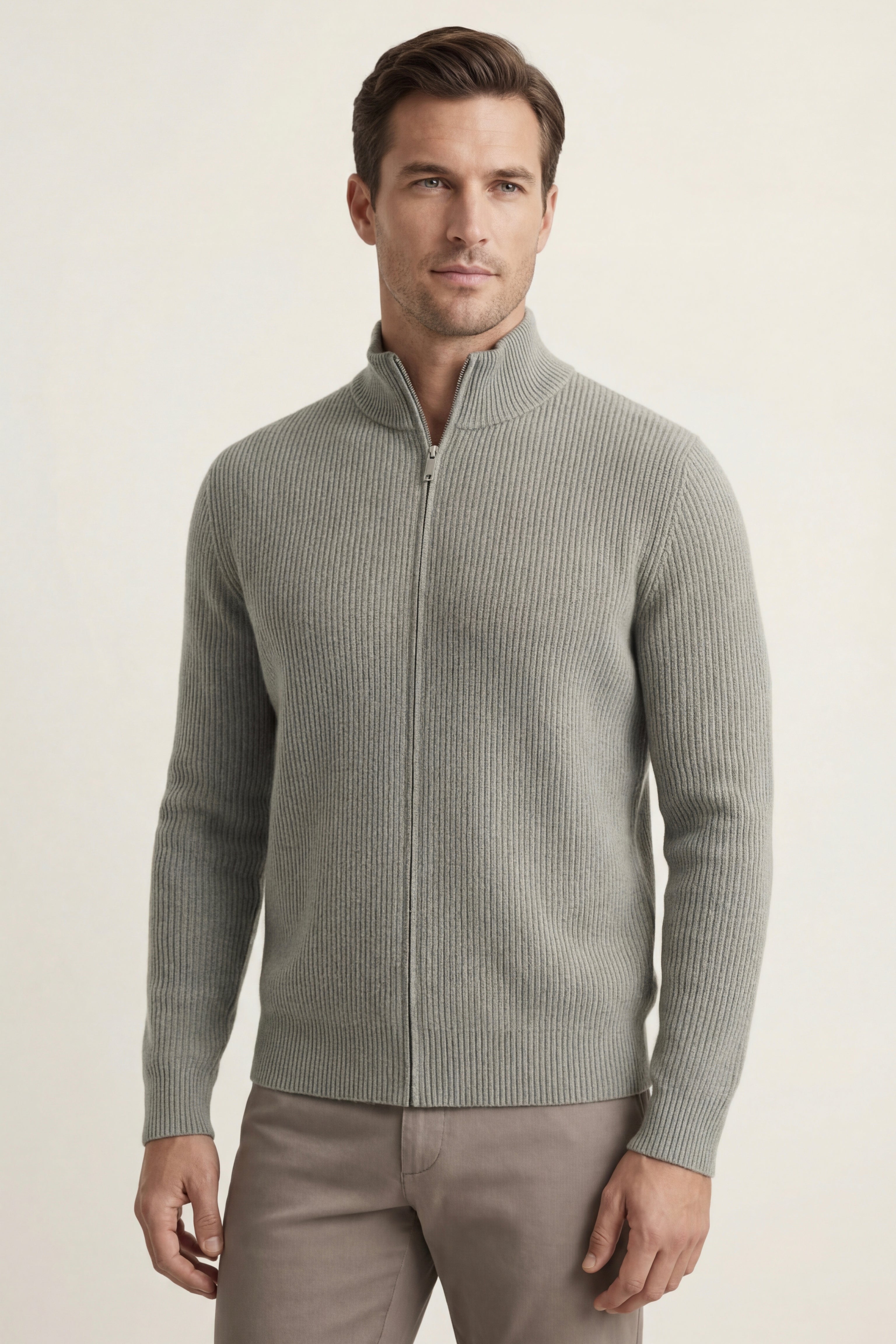Roma Cashmere Cardigan Grey Green