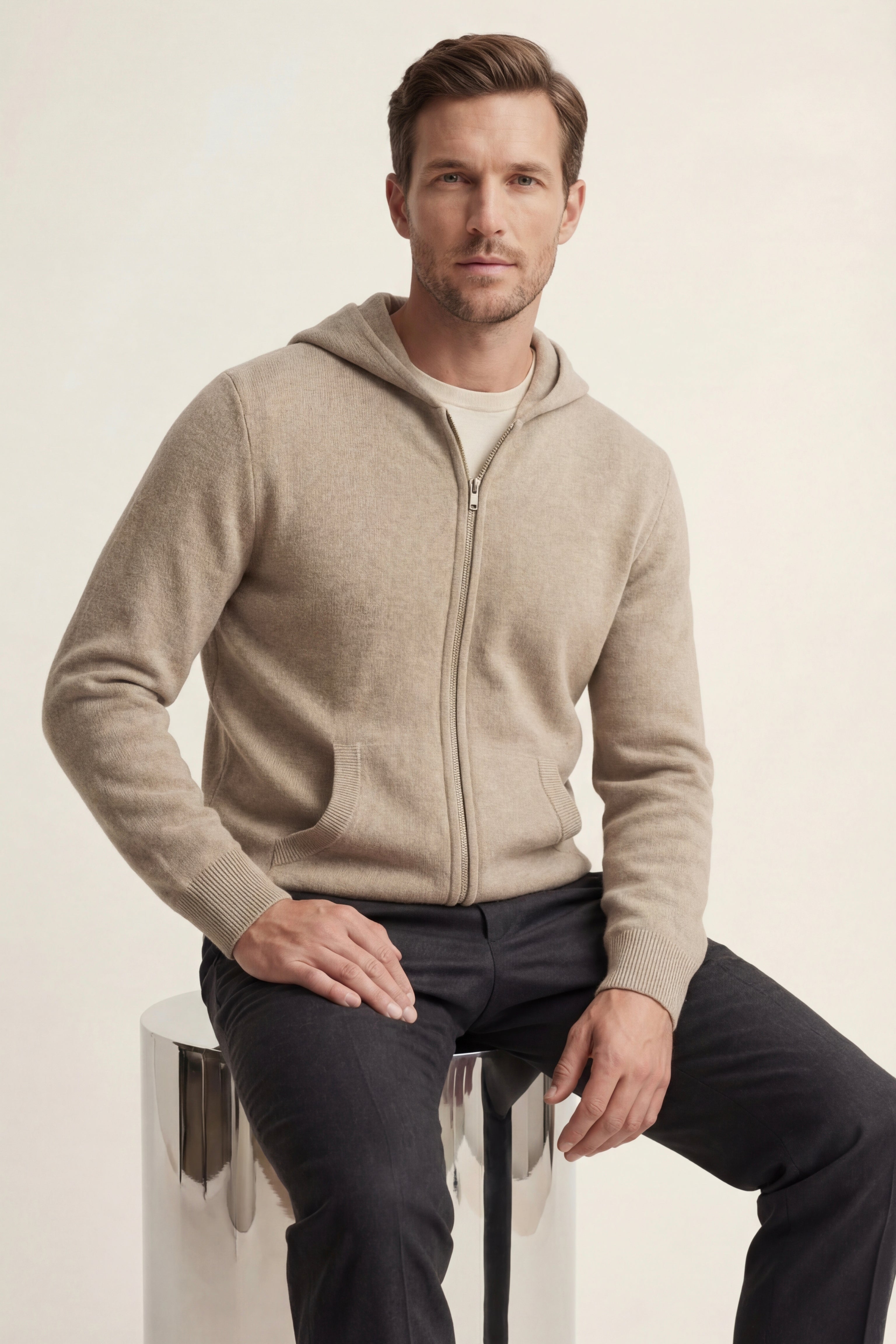 Tavole Hooded Zip Taupe