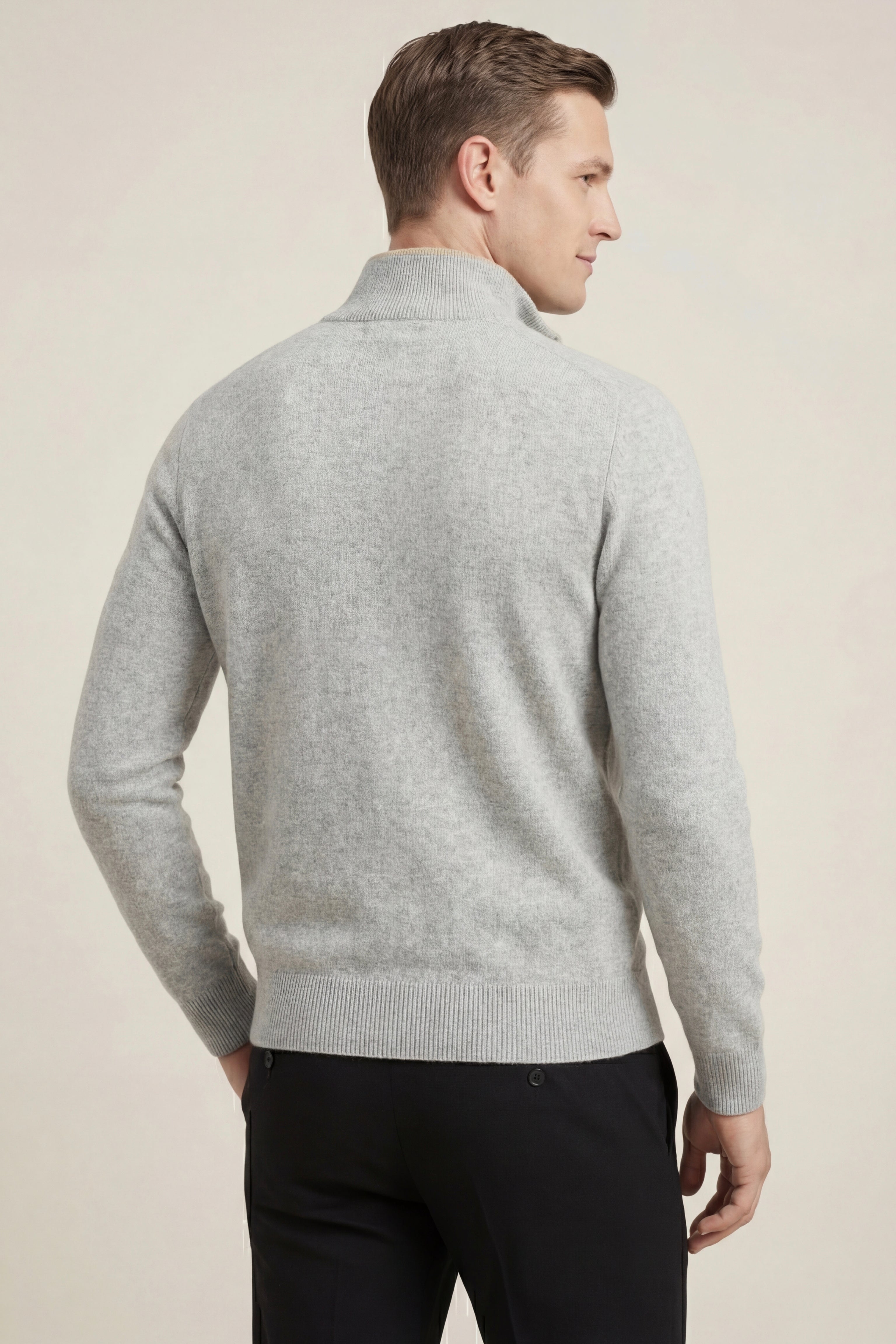 Marciello Reversible Cashmere Zip Knit Beige & Grey