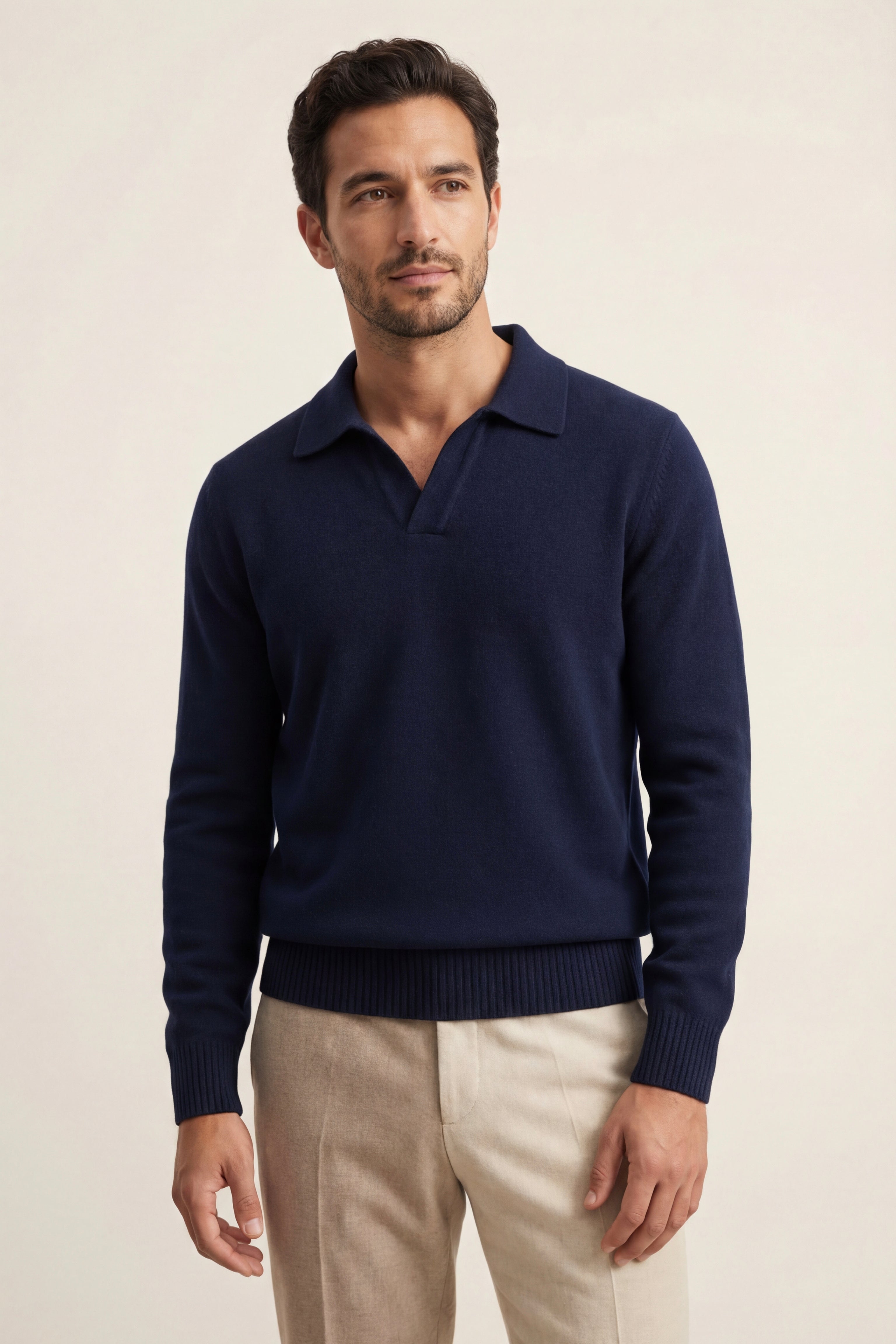 Marencio Cashmere Polo Knit Navy