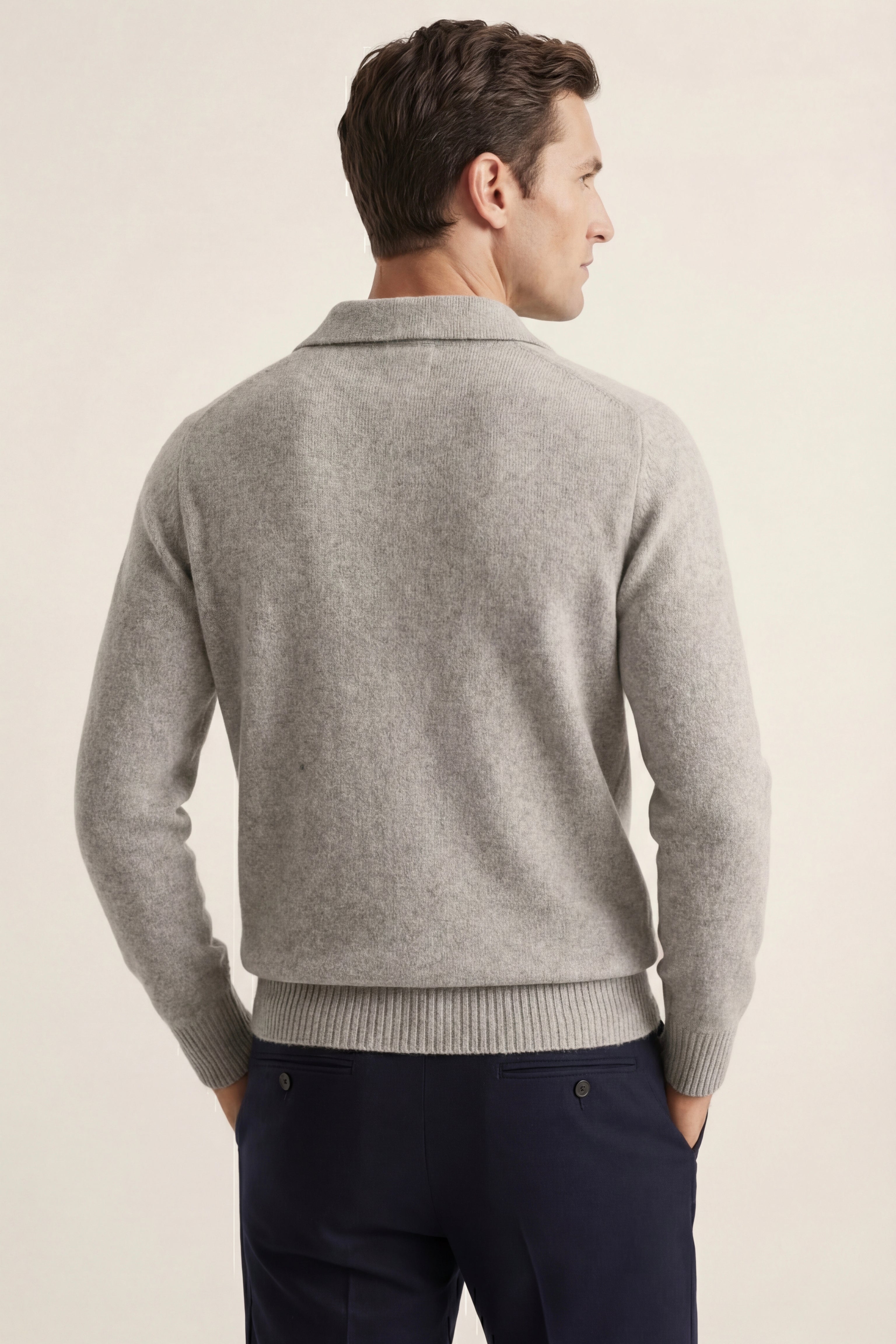 Marencio Cashmere Polo Knit Grey
