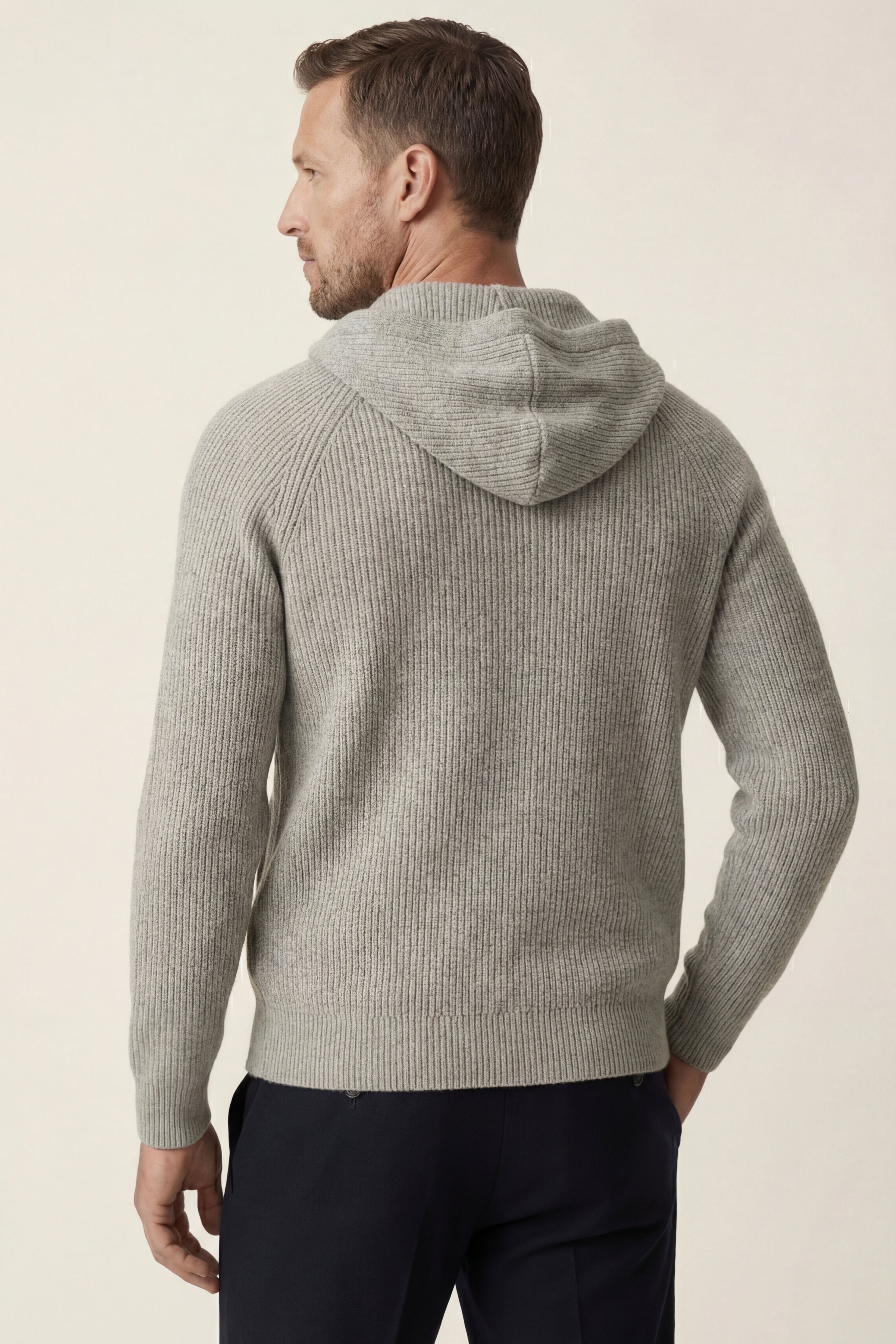 Amalfi Merino Hooded Sweater Grey