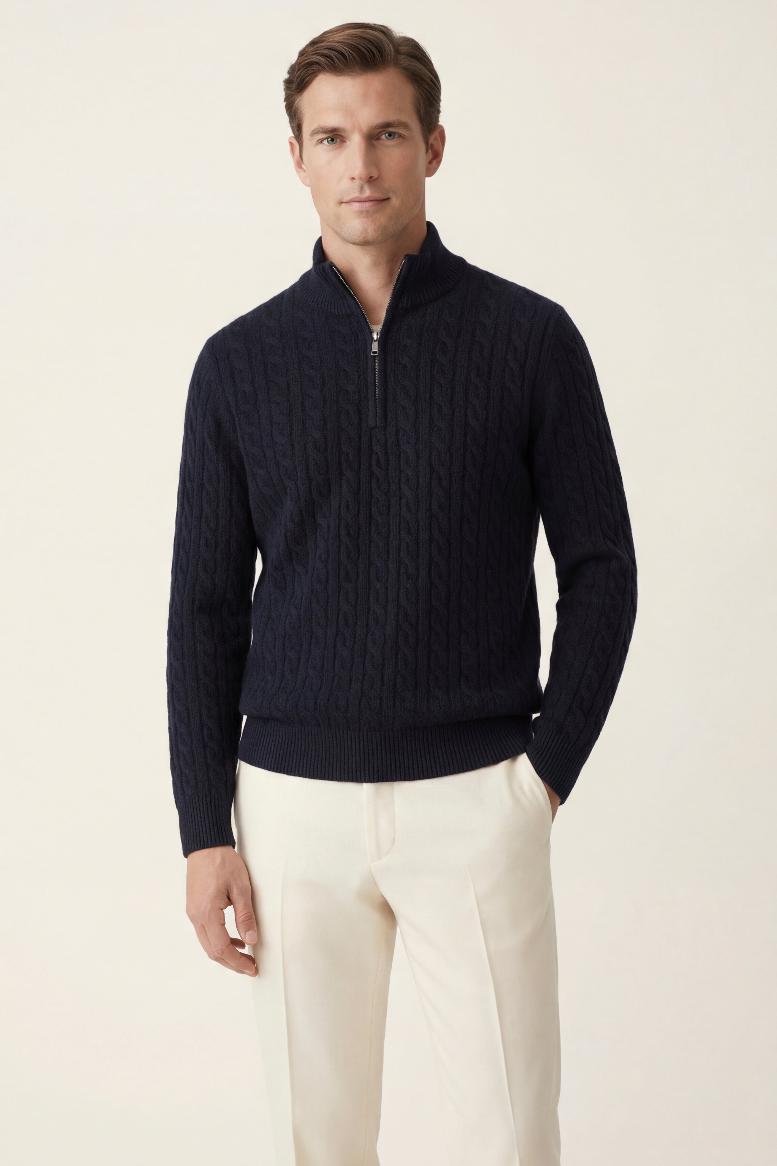 Lerano Cashmere Half-Zip Knit Black