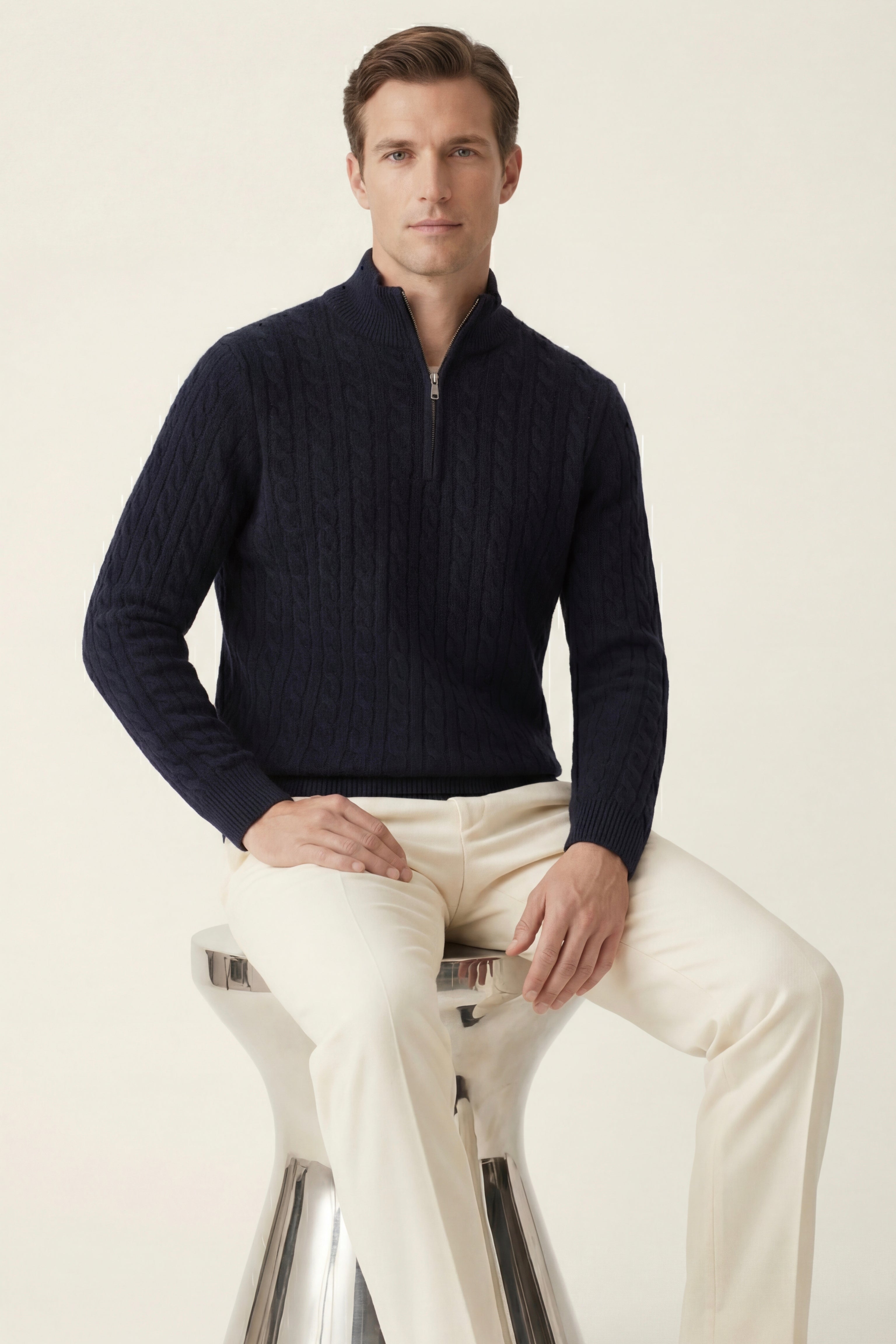 Lerano Cashmere Half-Zip Knit Black