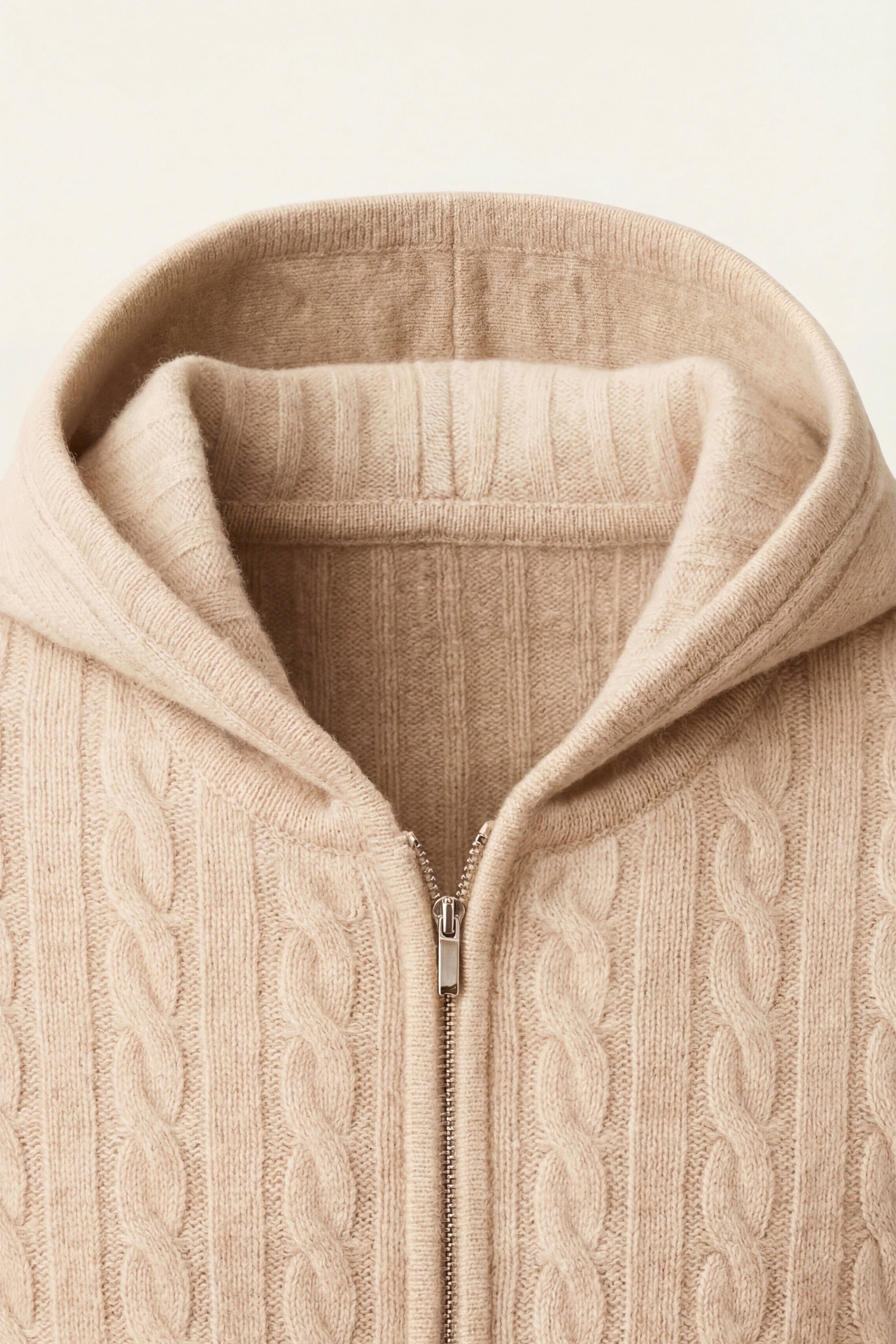 Talieri Hooded Cable Knit Beige