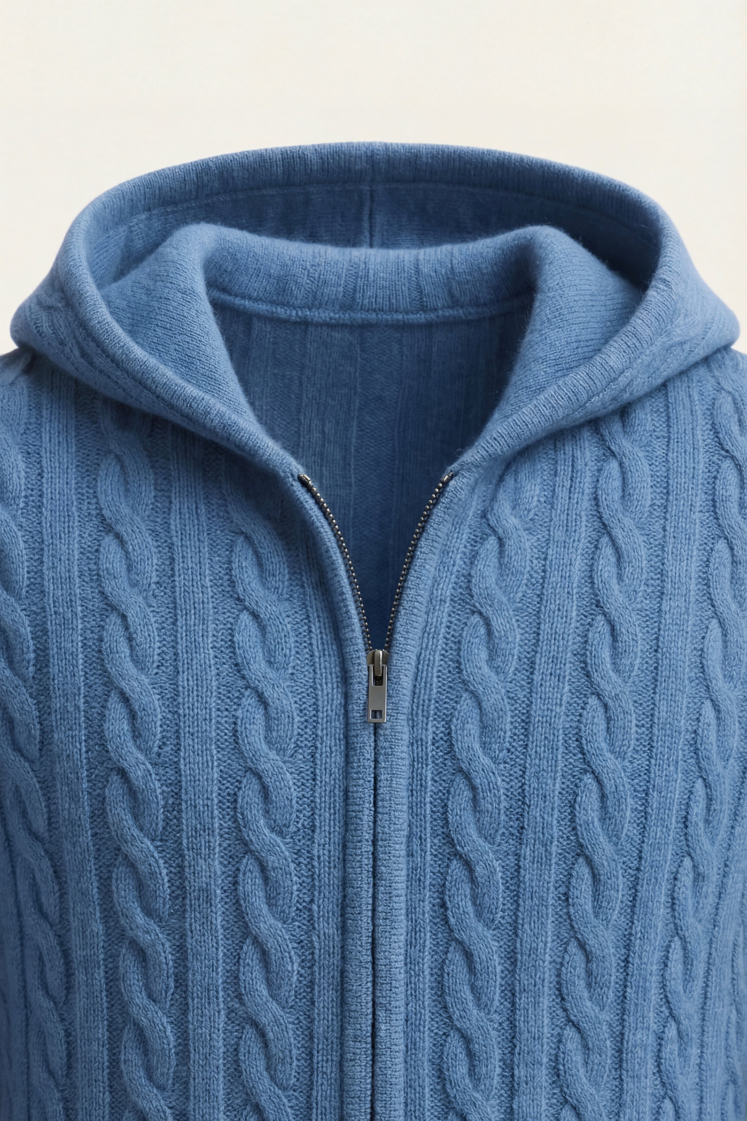 Talieri Hooded Cable Knit Blue