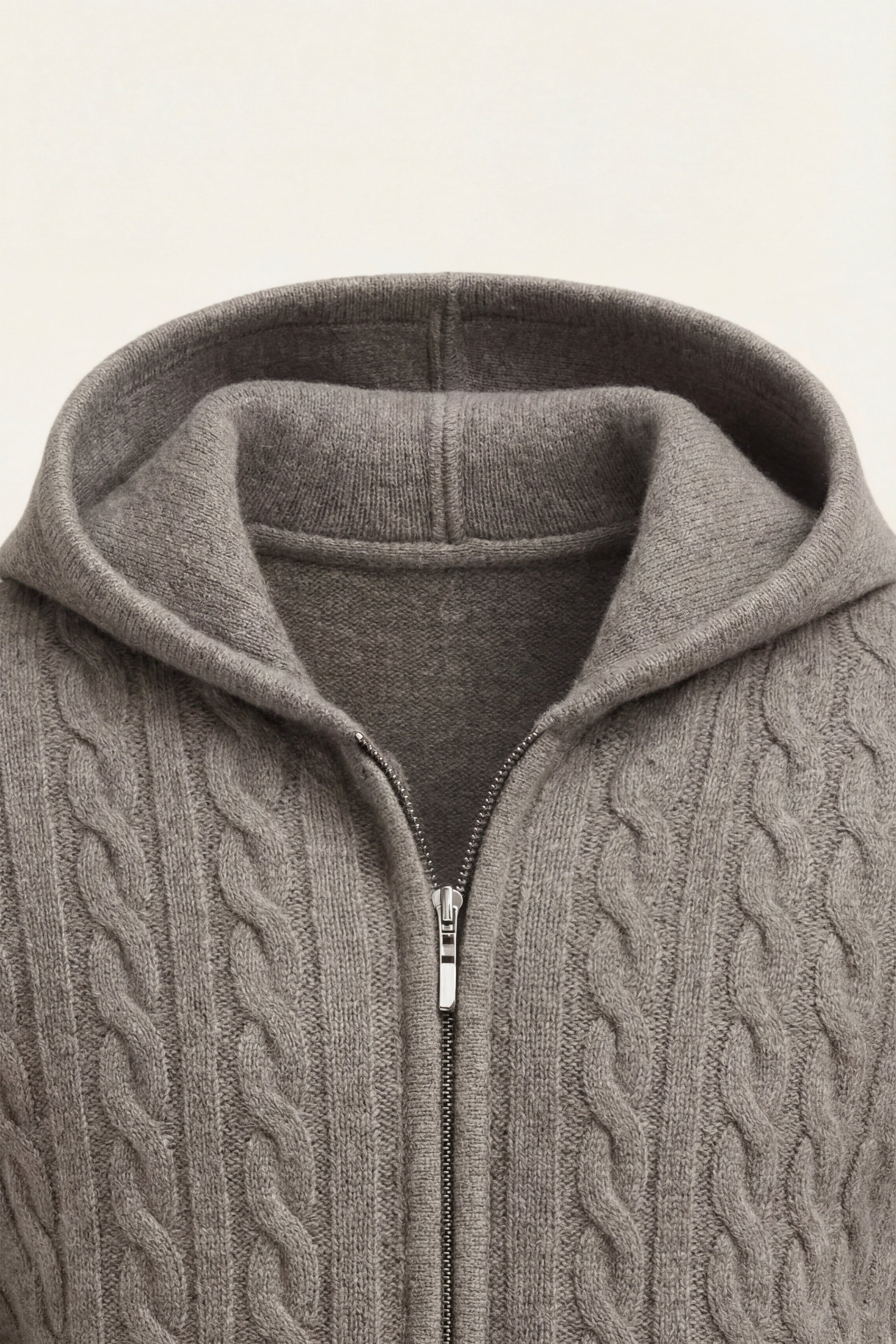 Talieri Hooded Cable Knit Grey