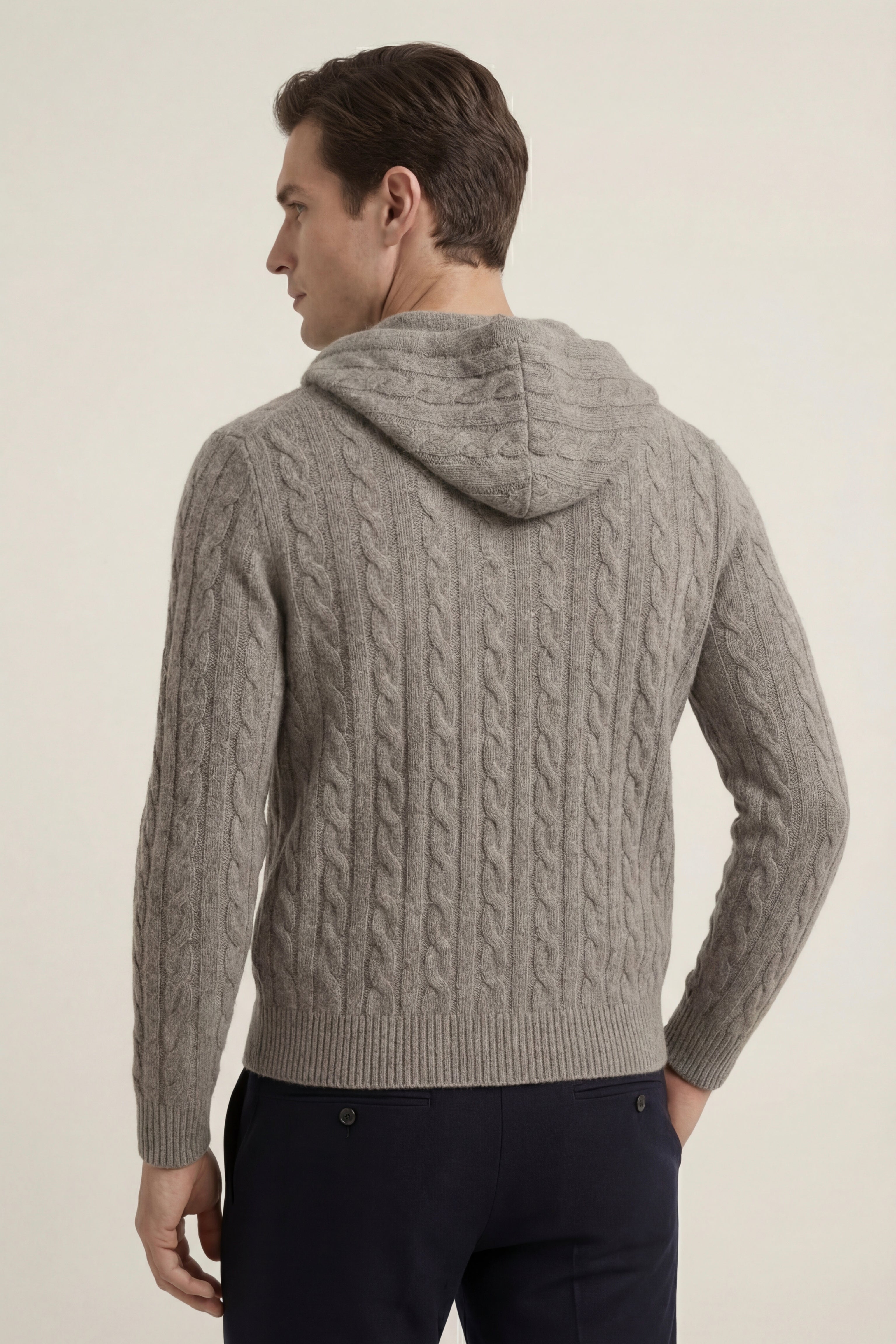 Talieri Hooded Cable Knit Grey
