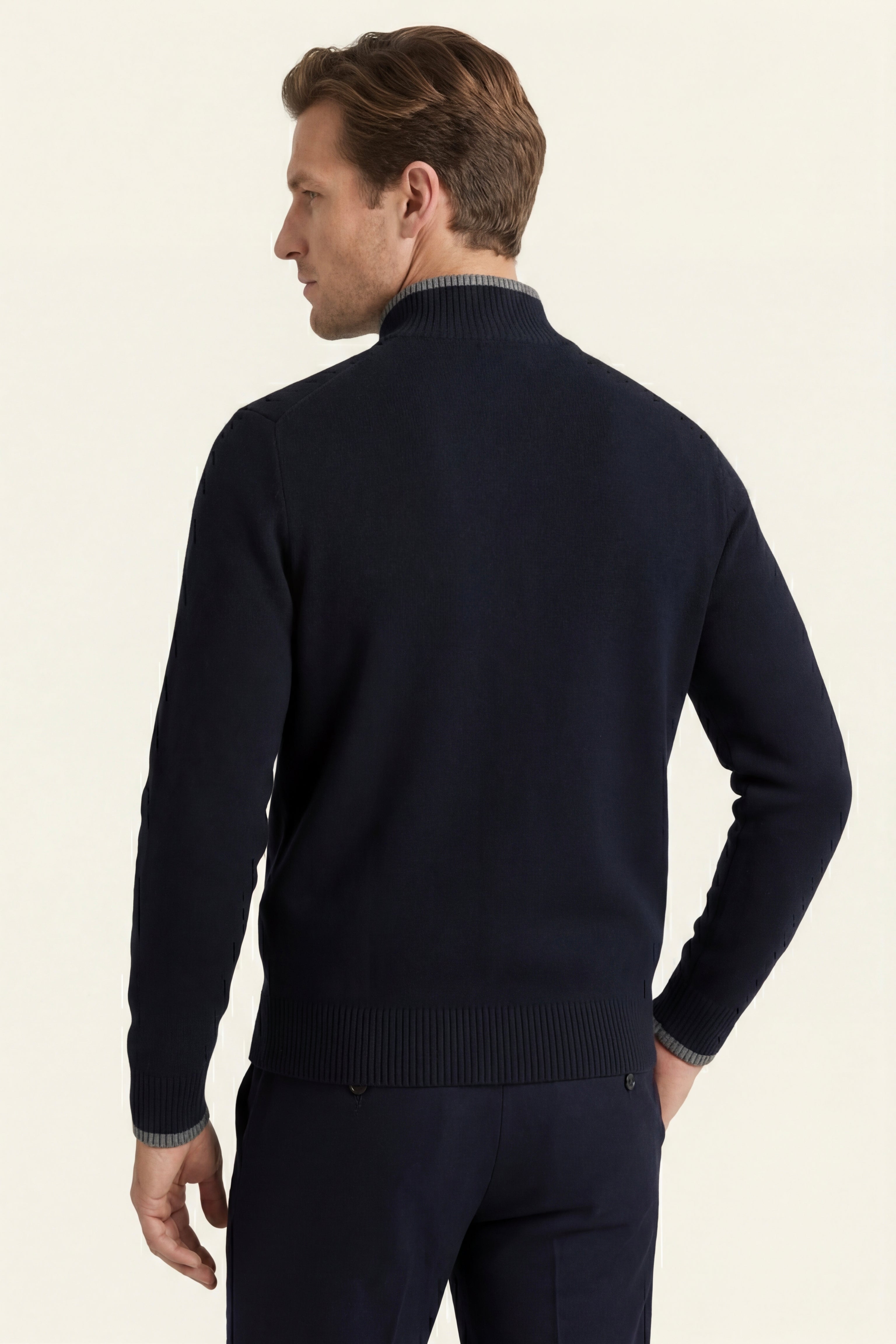 Terenzo Zip Cardigan Navy