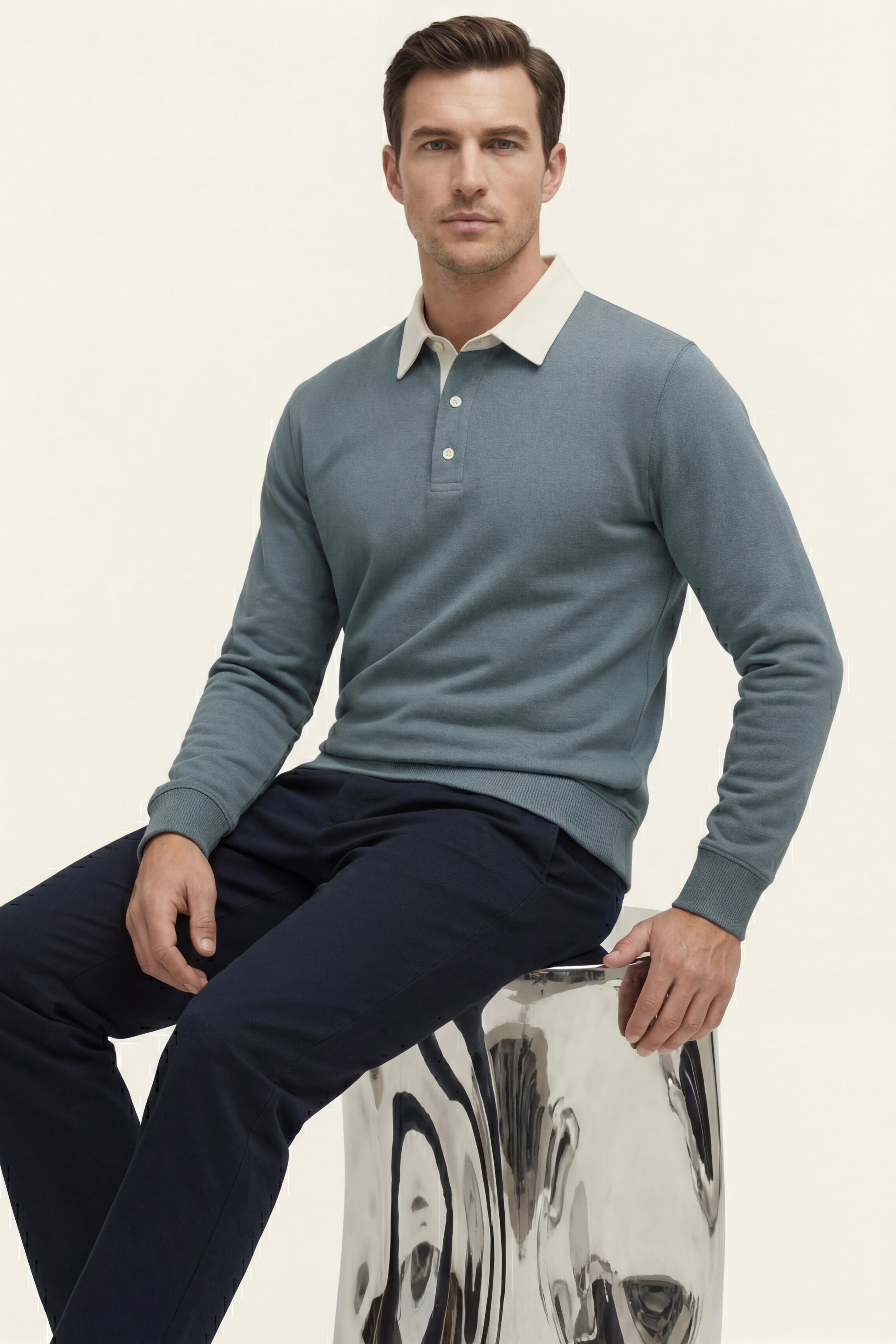 Valerio Polo Knit Cyan