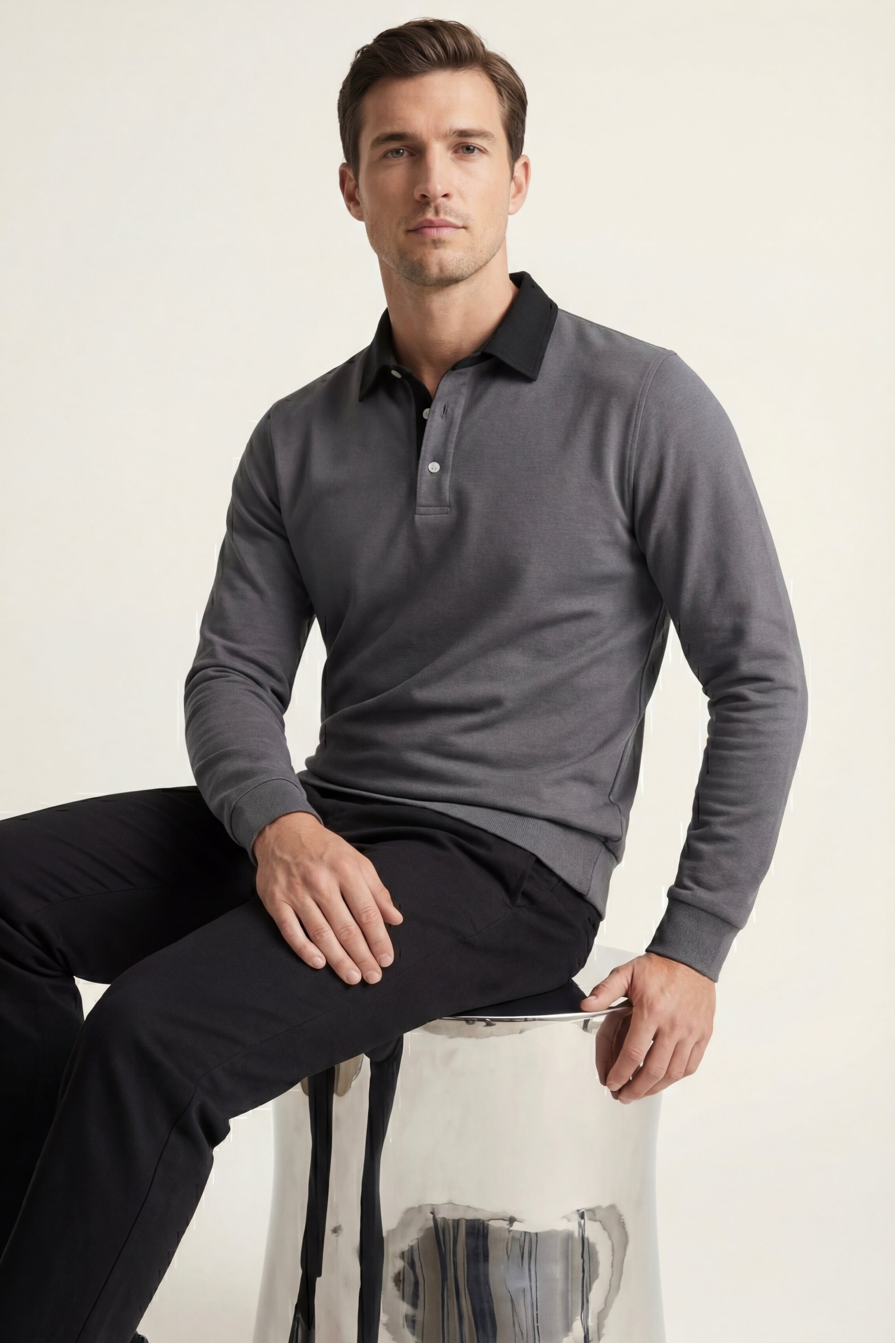 Valerio Polo Knit Grey